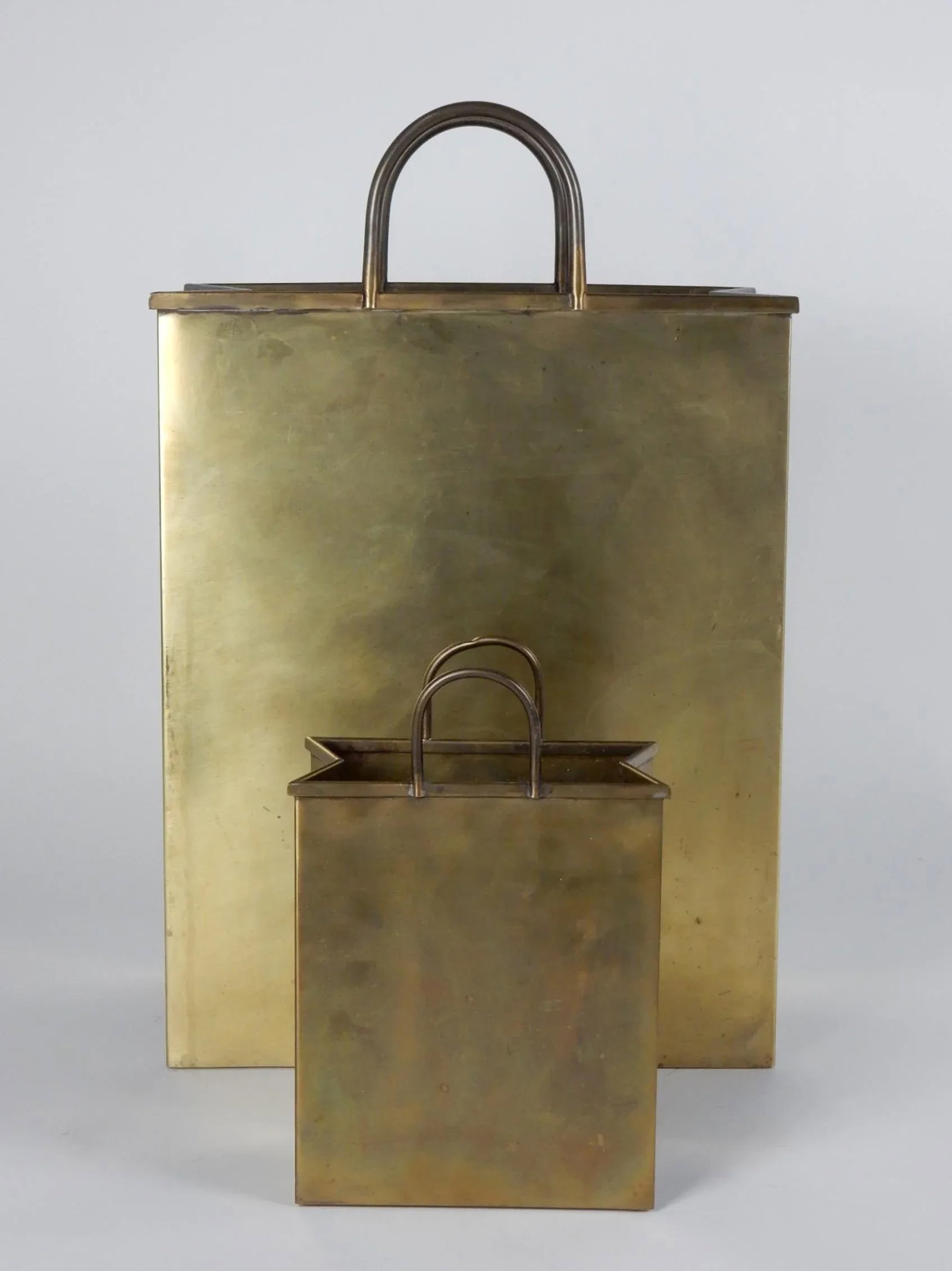 1960's Italian Brass Shopping Bag Set Magazine and Letter Holders - A Pair - 9