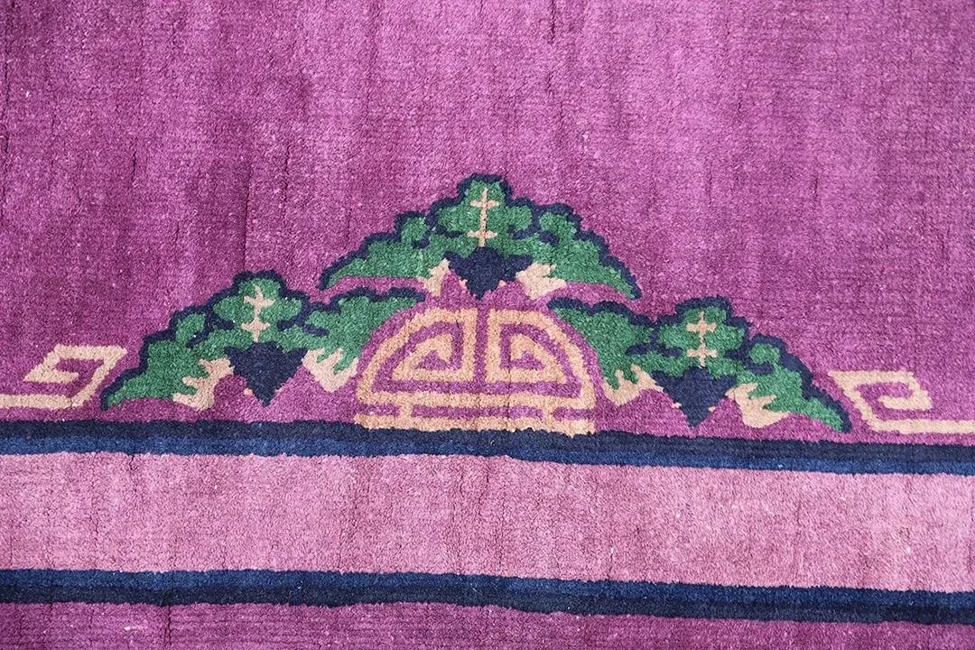 3'x5' Vintage Chinese Art Deco Rug | Purple | Deco Carpet - 8