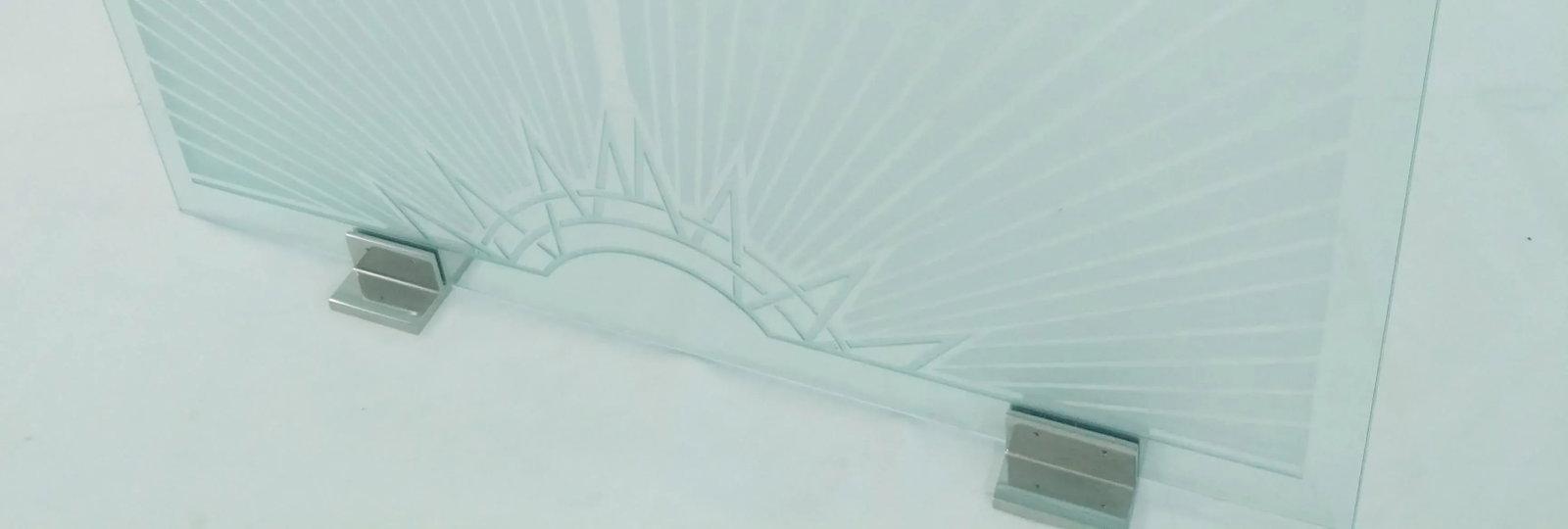 1980s Art Deco Etched Glass and Chrome Fireplace Screen - 2