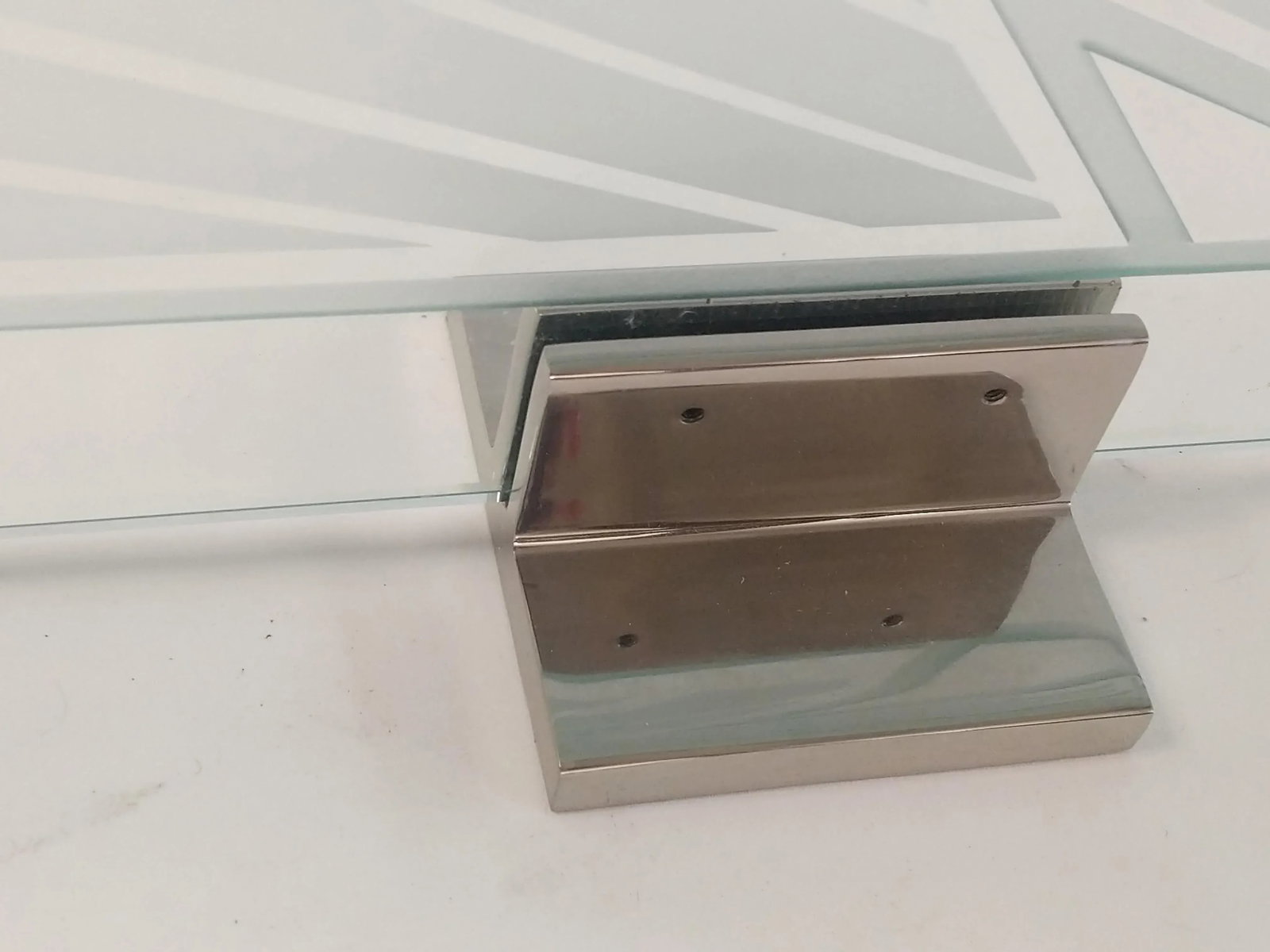 1980s Art Deco Etched Glass and Chrome Fireplace Screen - 7