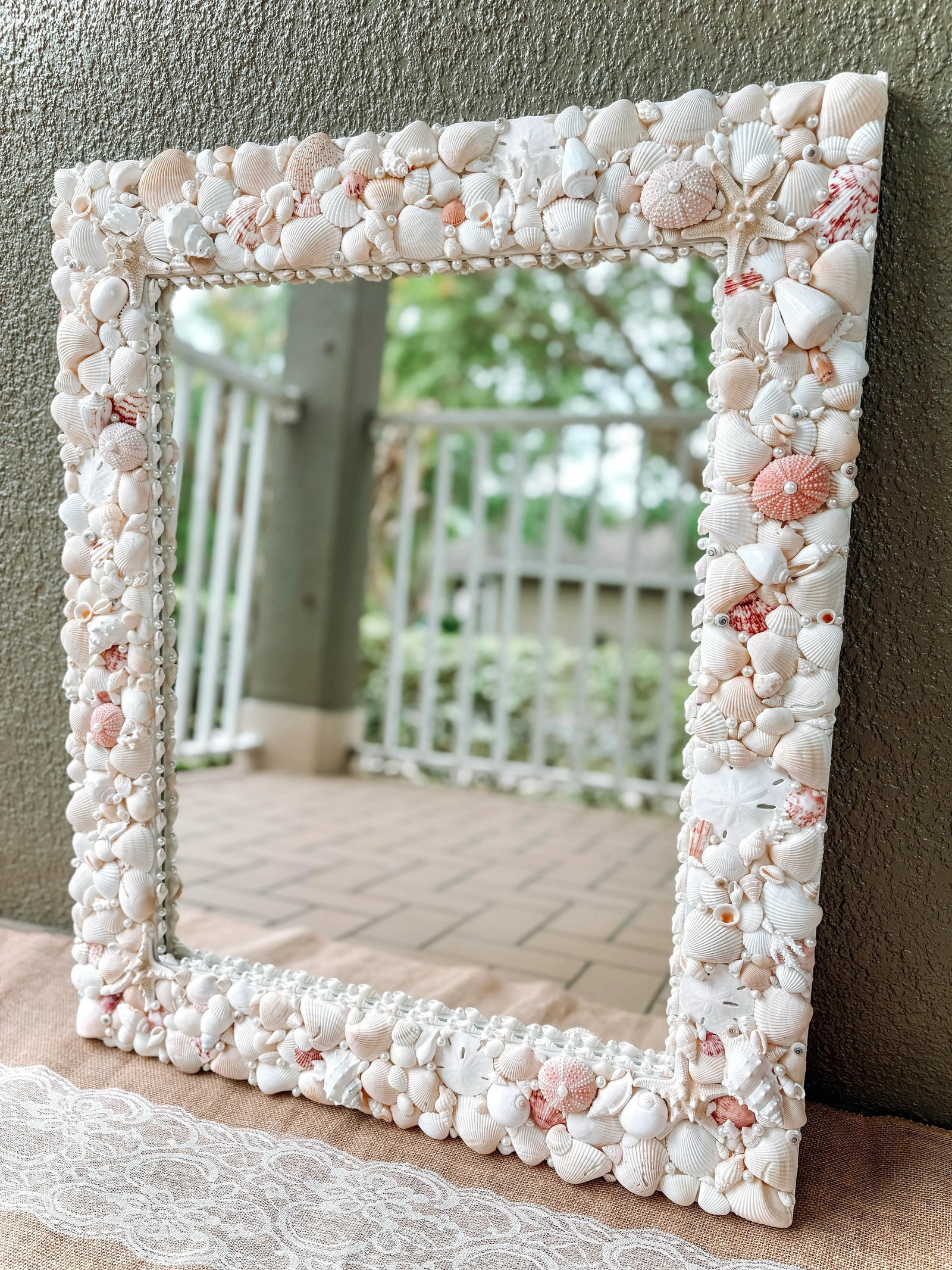 Seashell Mirror 25x30" Shell Mirror, Coastal Luxury Wall Art, Wall Mirror - 4