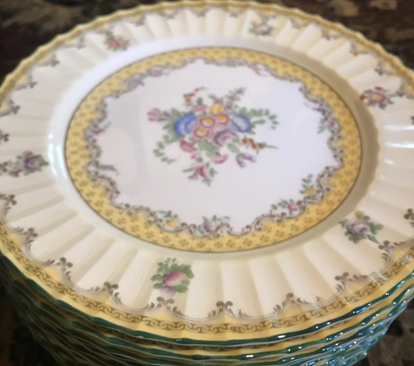 English Floral Service Dinner Plates by Royal Worcester - Set of 12 - 3