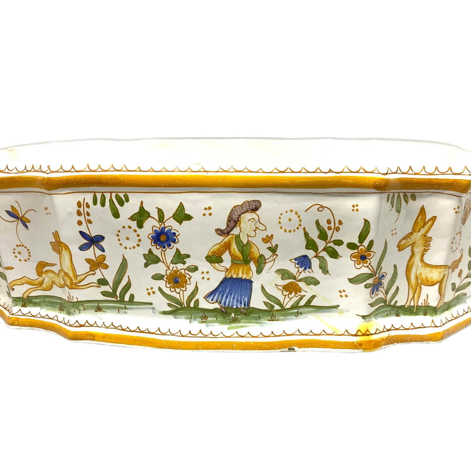 French 19th Century Vintage Faience Pottery Jardinaire - 5
