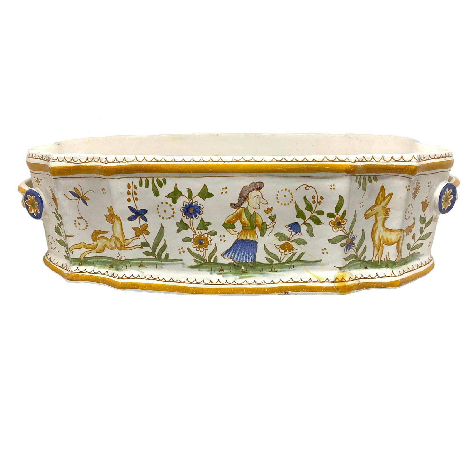 French 19th Century Vintage Faience Pottery Jardinaire - 9
