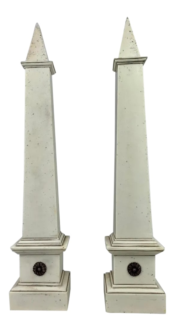 Grand Tour Faux Ivory Neo-Classical Obelisks - a Pair (1 of 9)