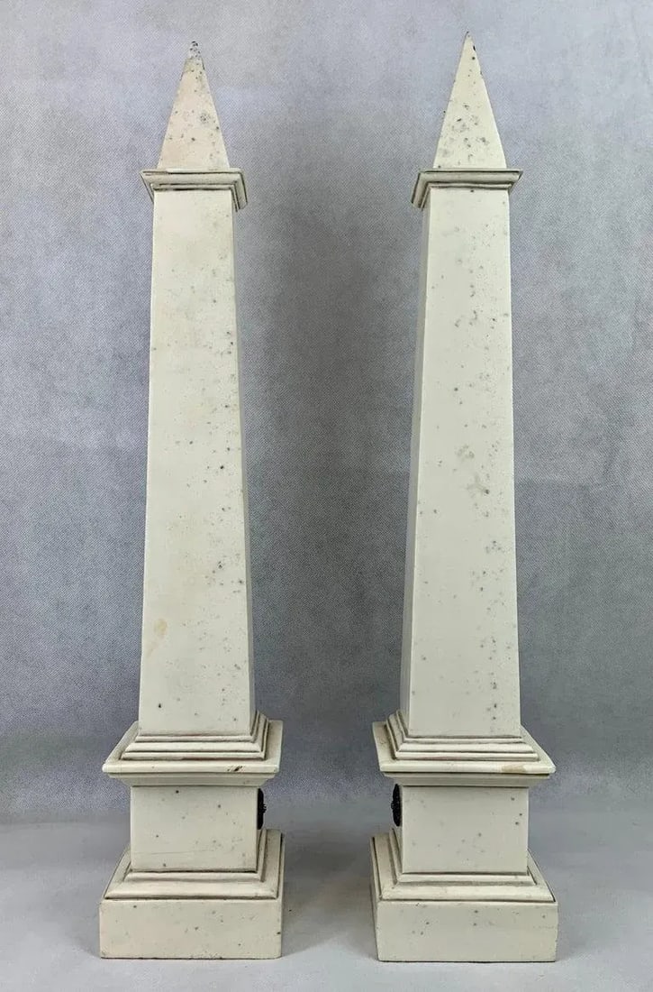 Grand Tour Faux Ivory Neo-Classical Obelisks - a Pair - 3