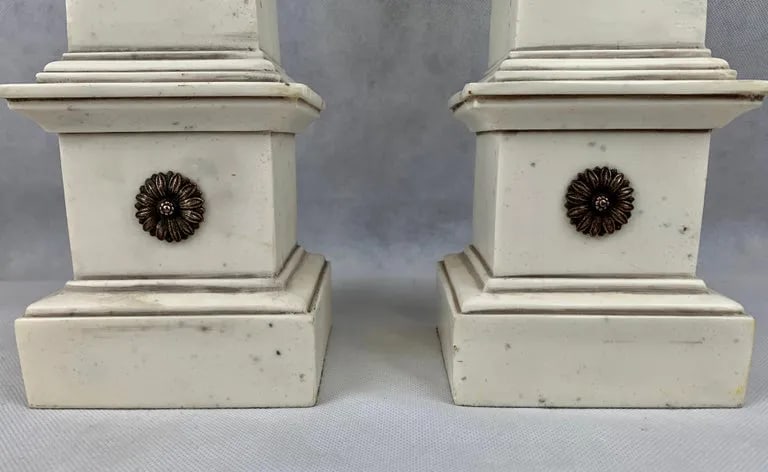 Grand Tour Faux Ivory Neo-Classical Obelisks - a Pair - 6