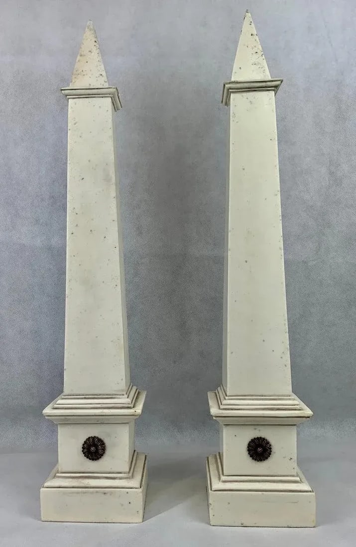 Grand Tour Faux Ivory Neo-Classical Obelisks - a Pair - 9
