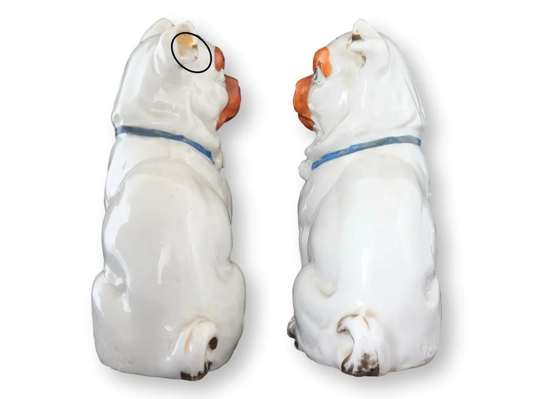 Antique German Porcelain Pugs - 2