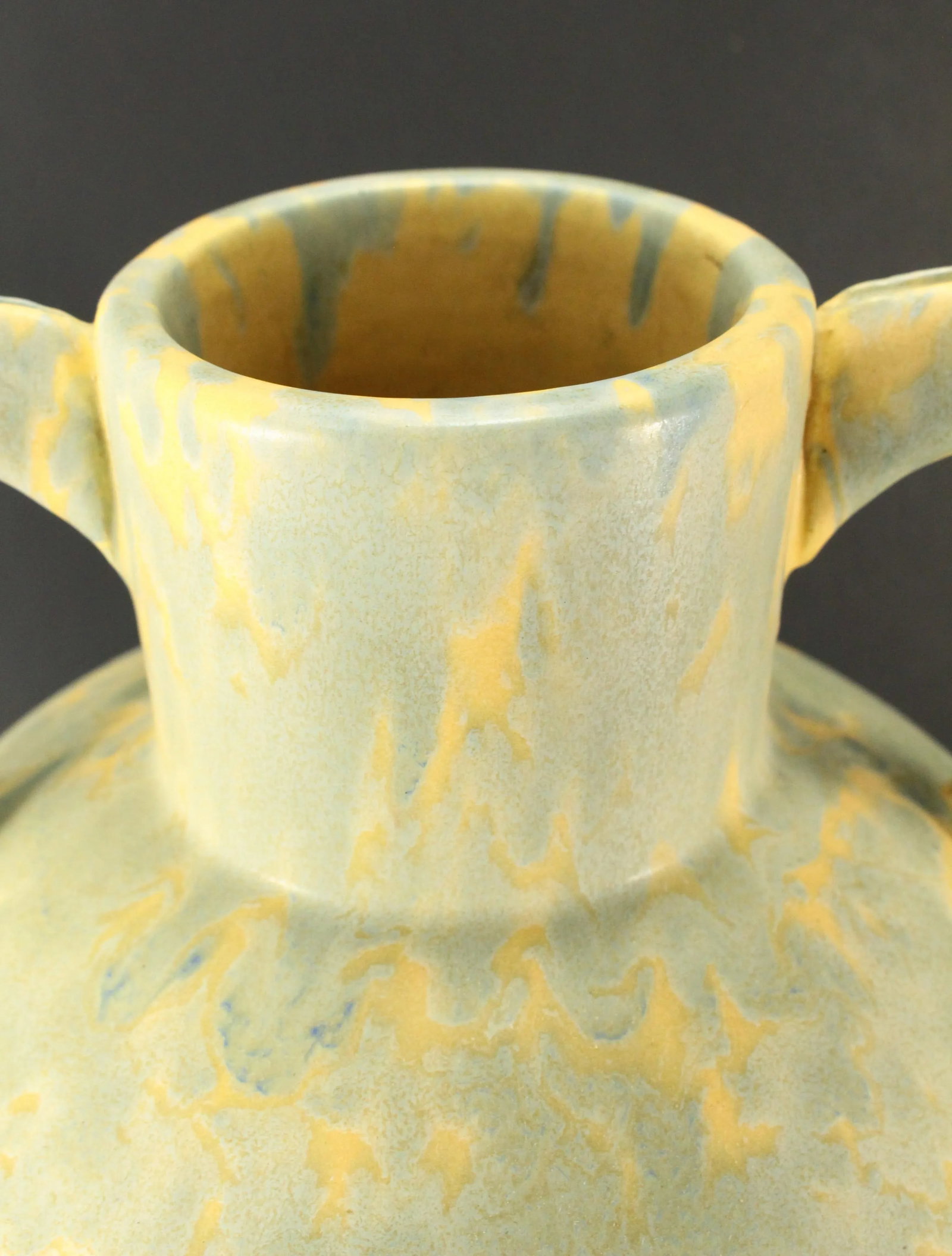 Early 1900's American Studio Pottery Arts & Crafts Celadon Mottled Glaze Vase - 7