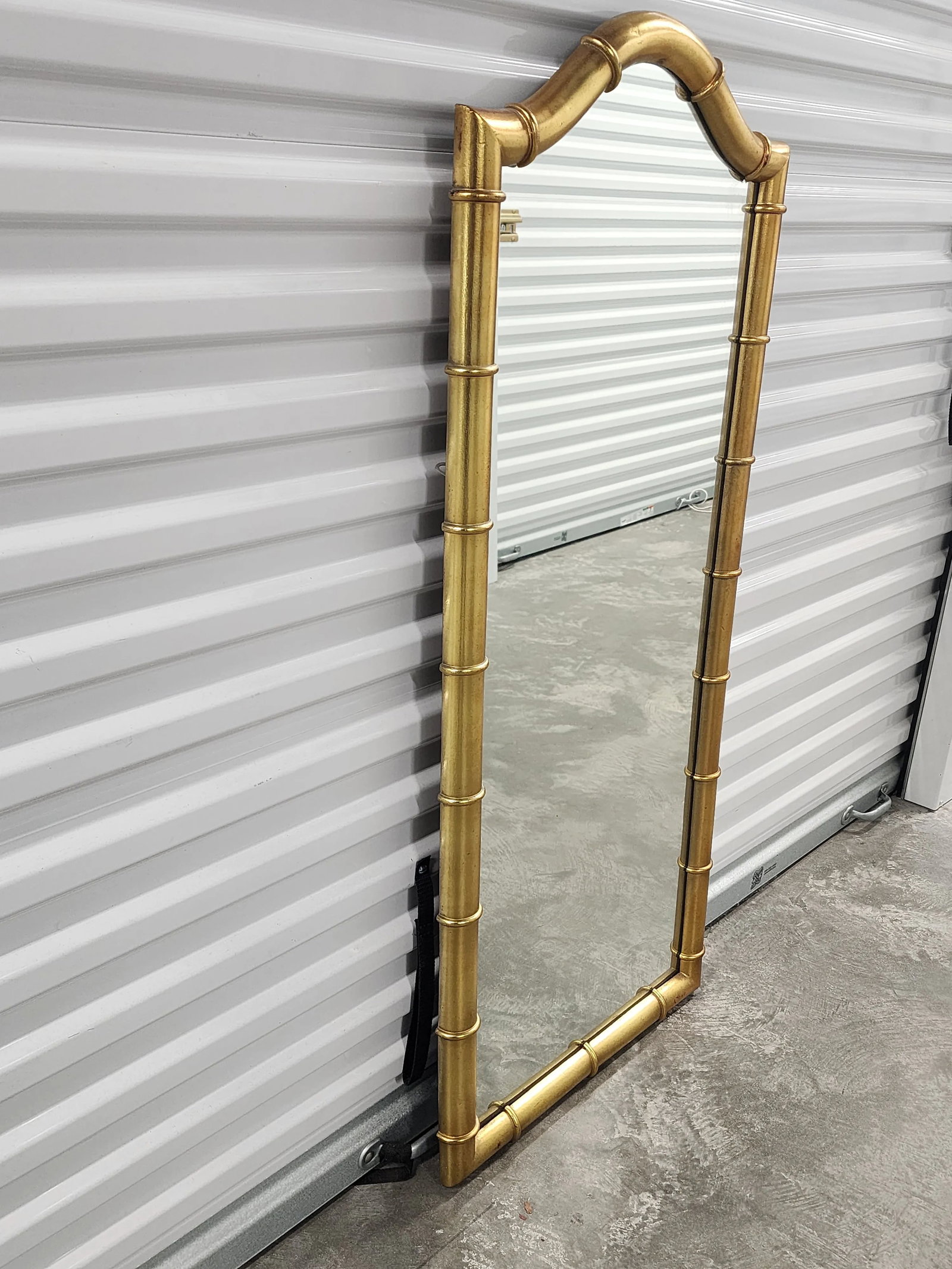 Vintage Hollywood Regency Style Oxford Square Faux Bamboo Gold Mirror by Drexel - 2