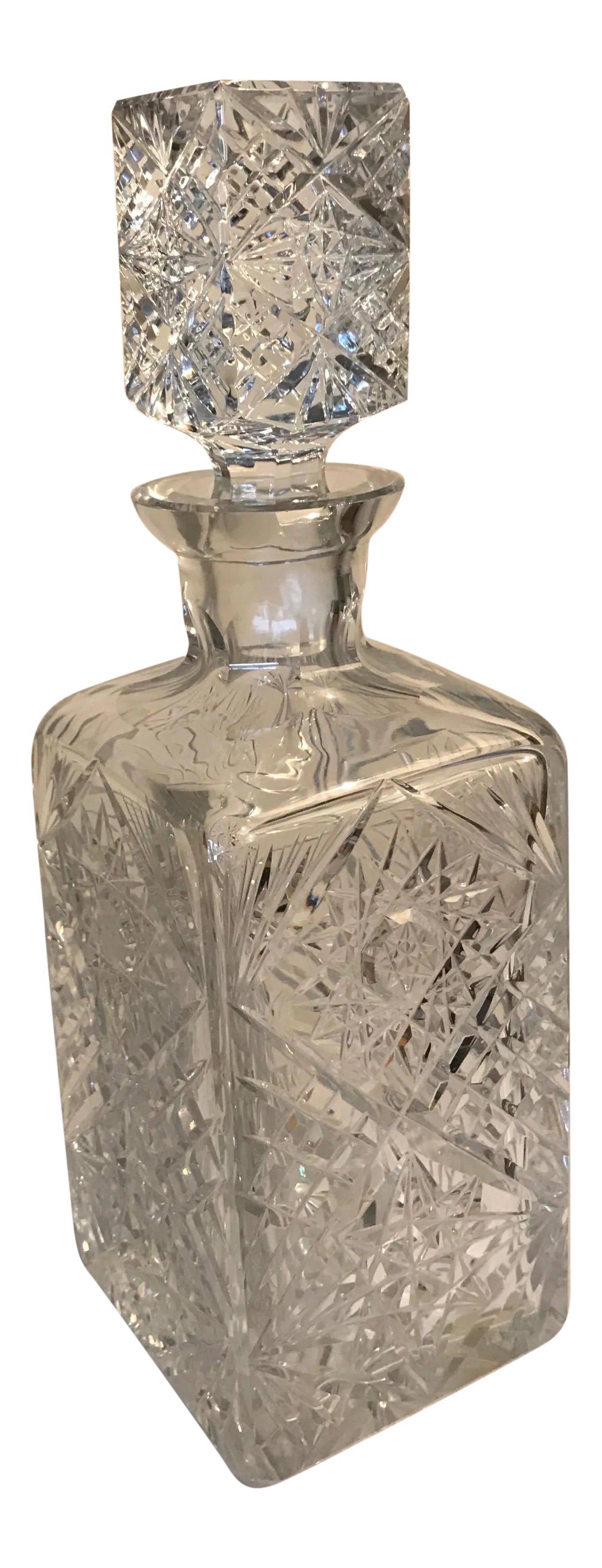 Heavy Crystal Whiskey Decanter: 20th Century HEAVY and beautifully cut Crystal Whisky Decanter with Crystal stopper from Austria. Empty this piece weighs 4.5 lbs! They don't make them like they used to. Condition: Alterations: