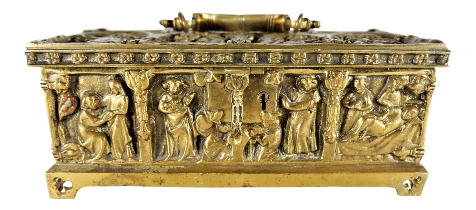 Vintage Brass Relic Casket Box Repose Figures (1 of 9)