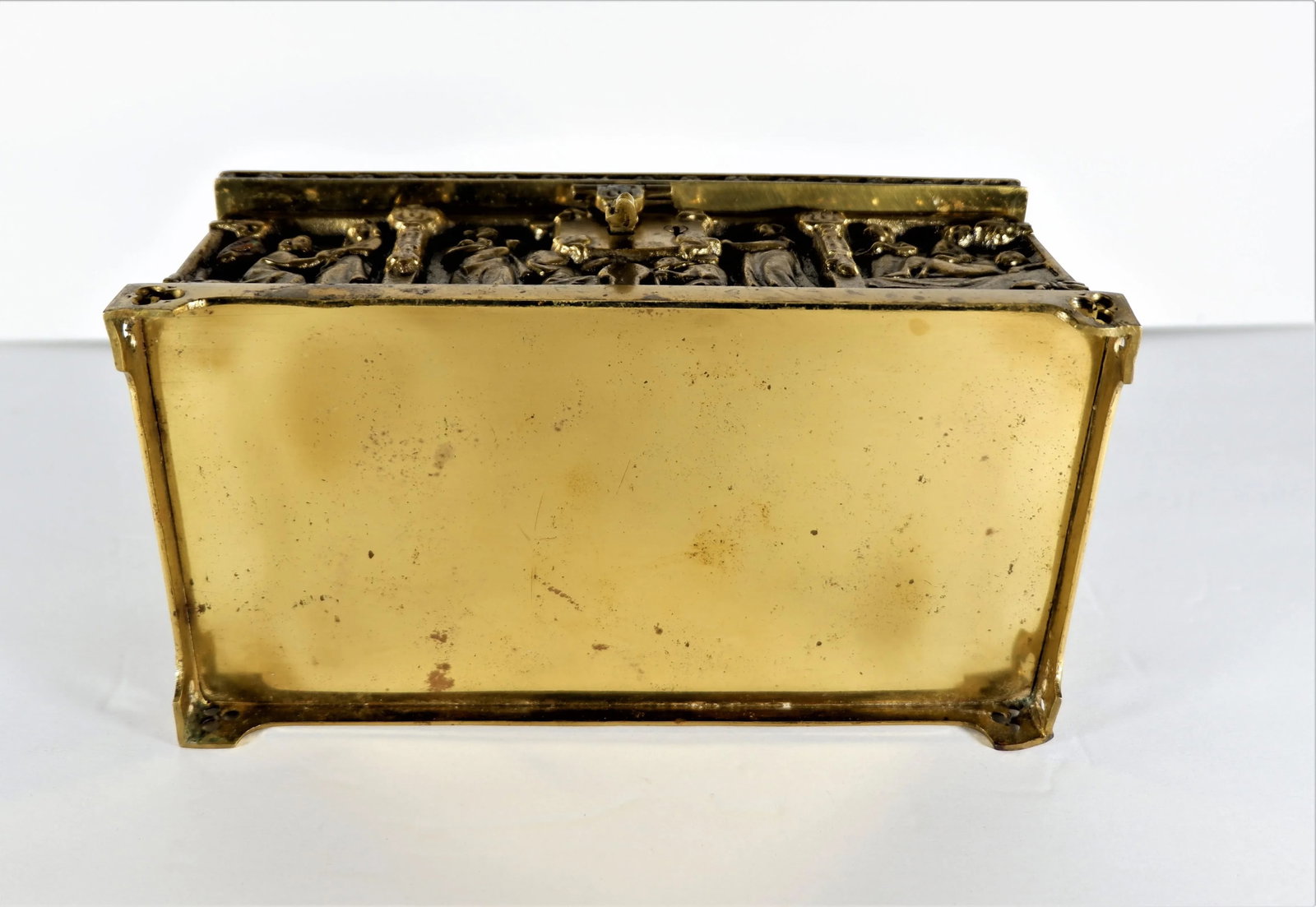 Vintage Brass Relic Casket Box Repose Figures - 8