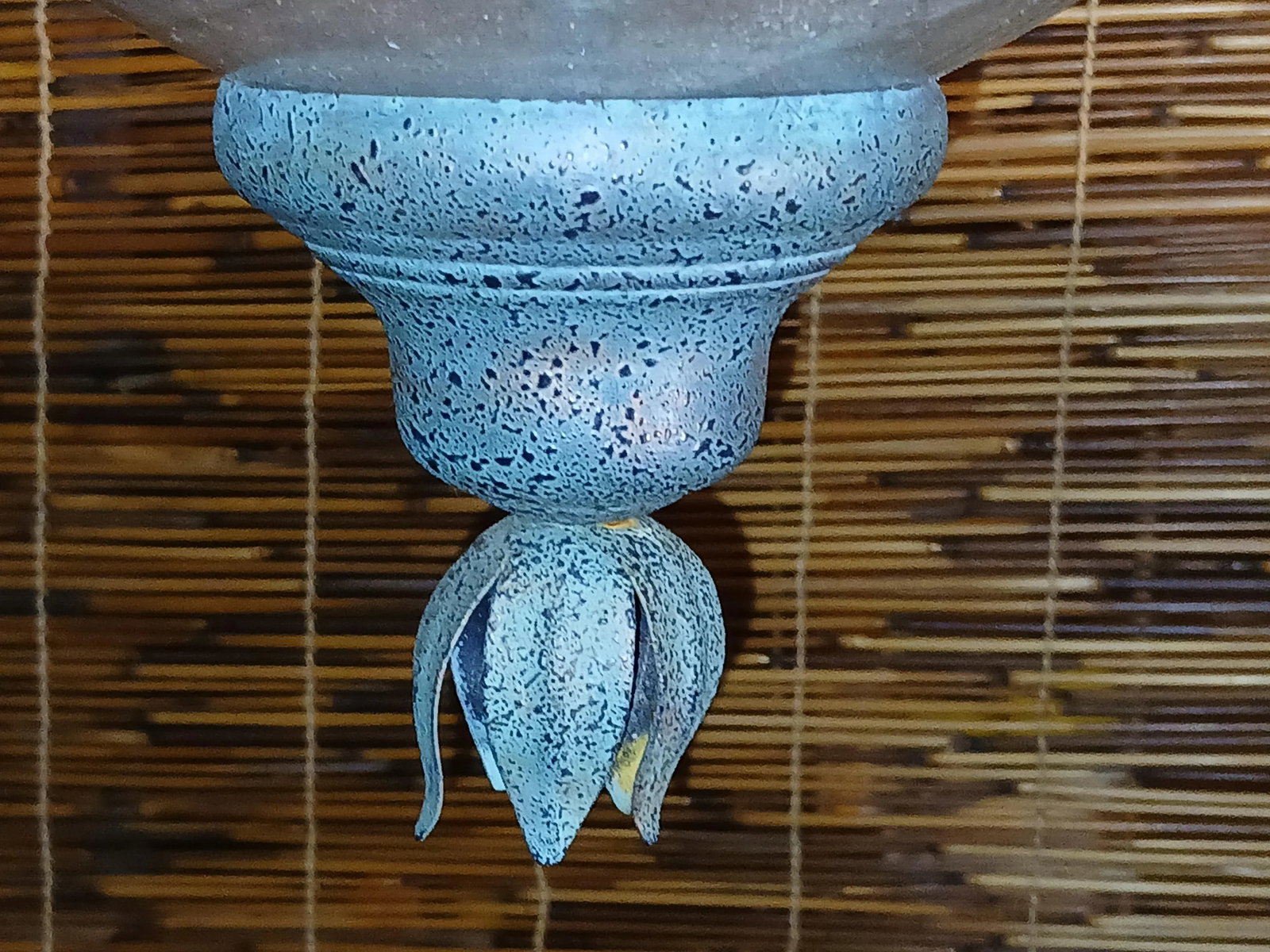 1990s Bell-Form Glass Tole Hanging Chandelier Light Fixture - 2