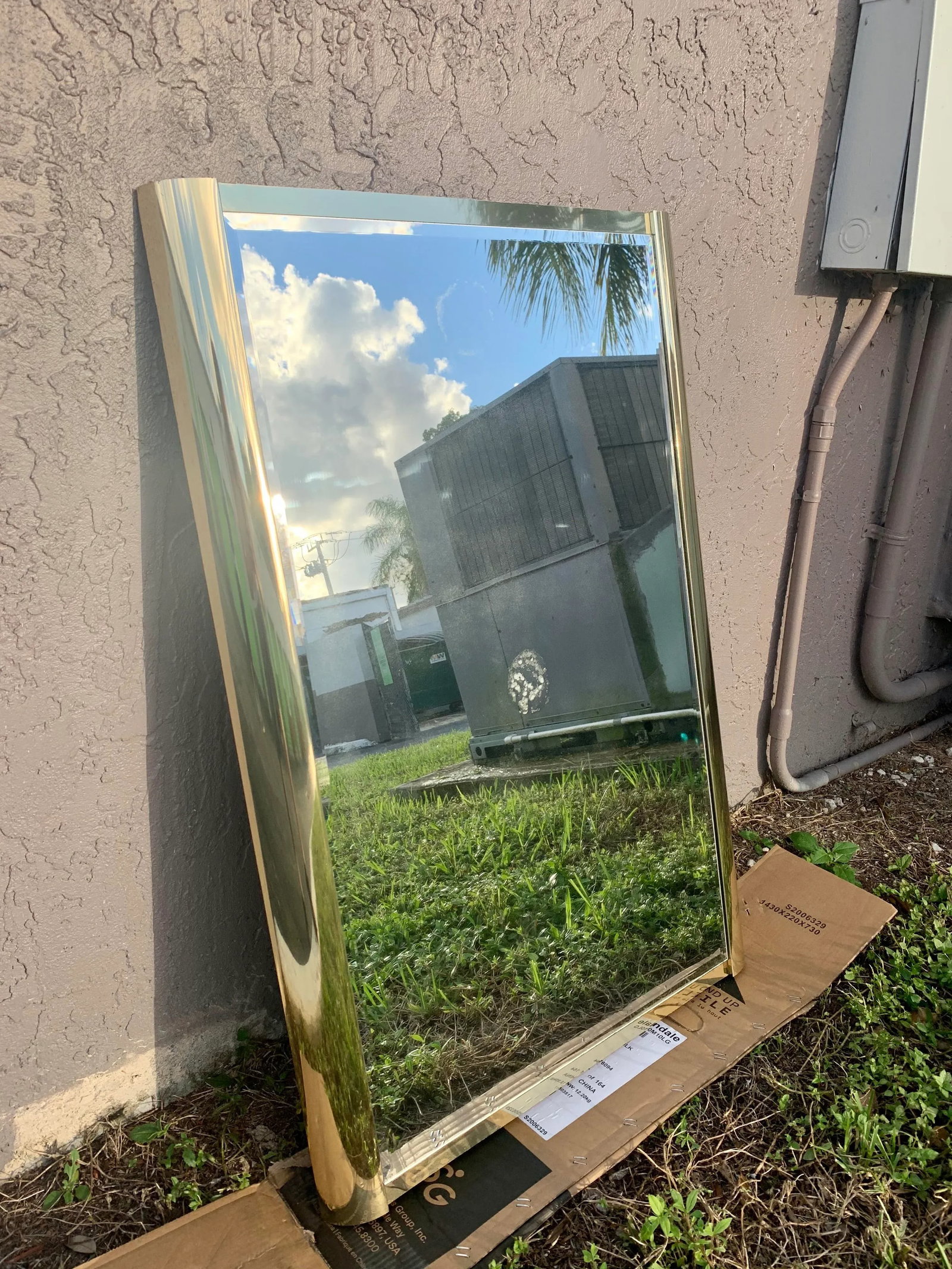 Vintage 1970s Ello Brass Wall Mirror - 5