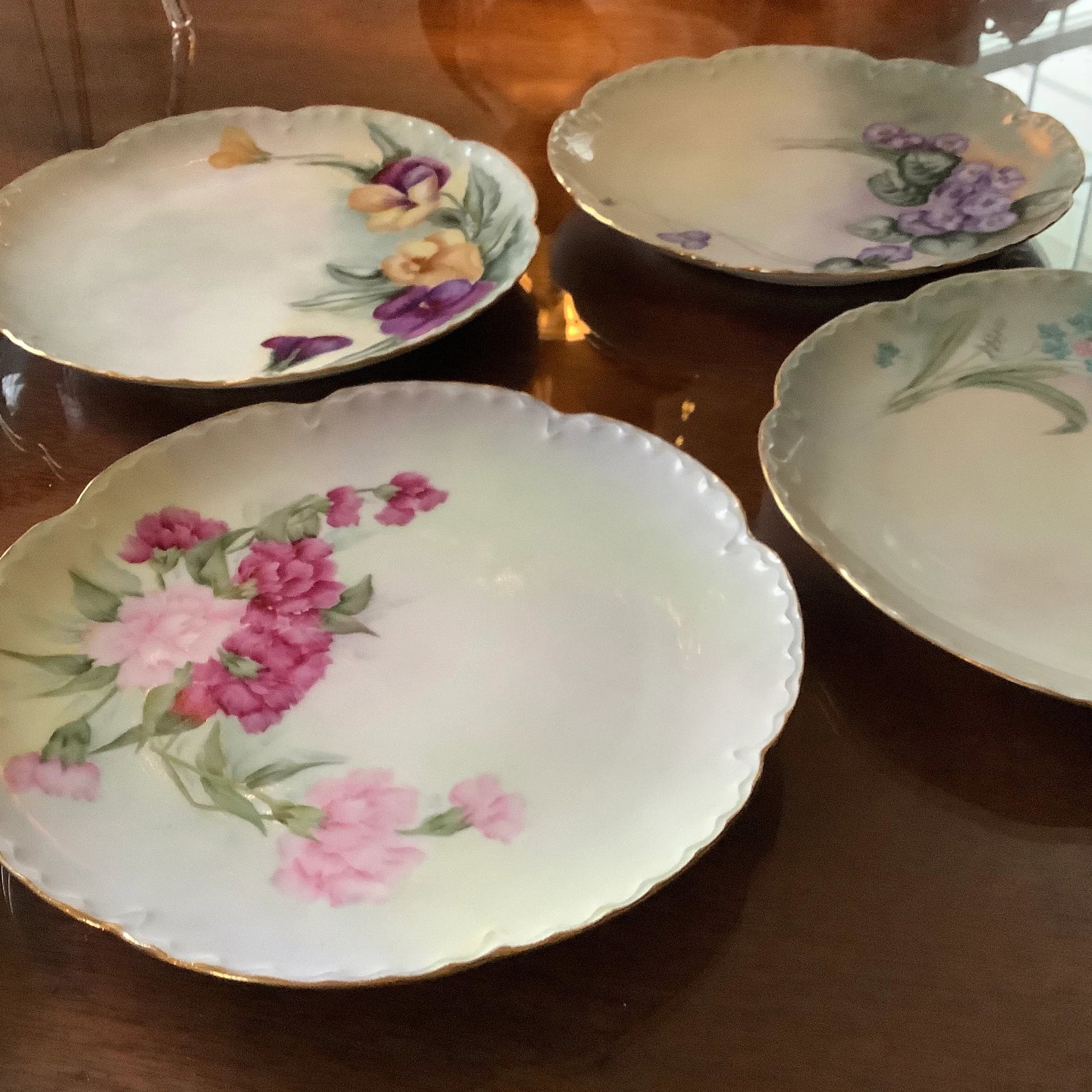 Antique Haviland Limoges Botanical Dessert Plates - Set of 6 \ Handpainted Signed - 10