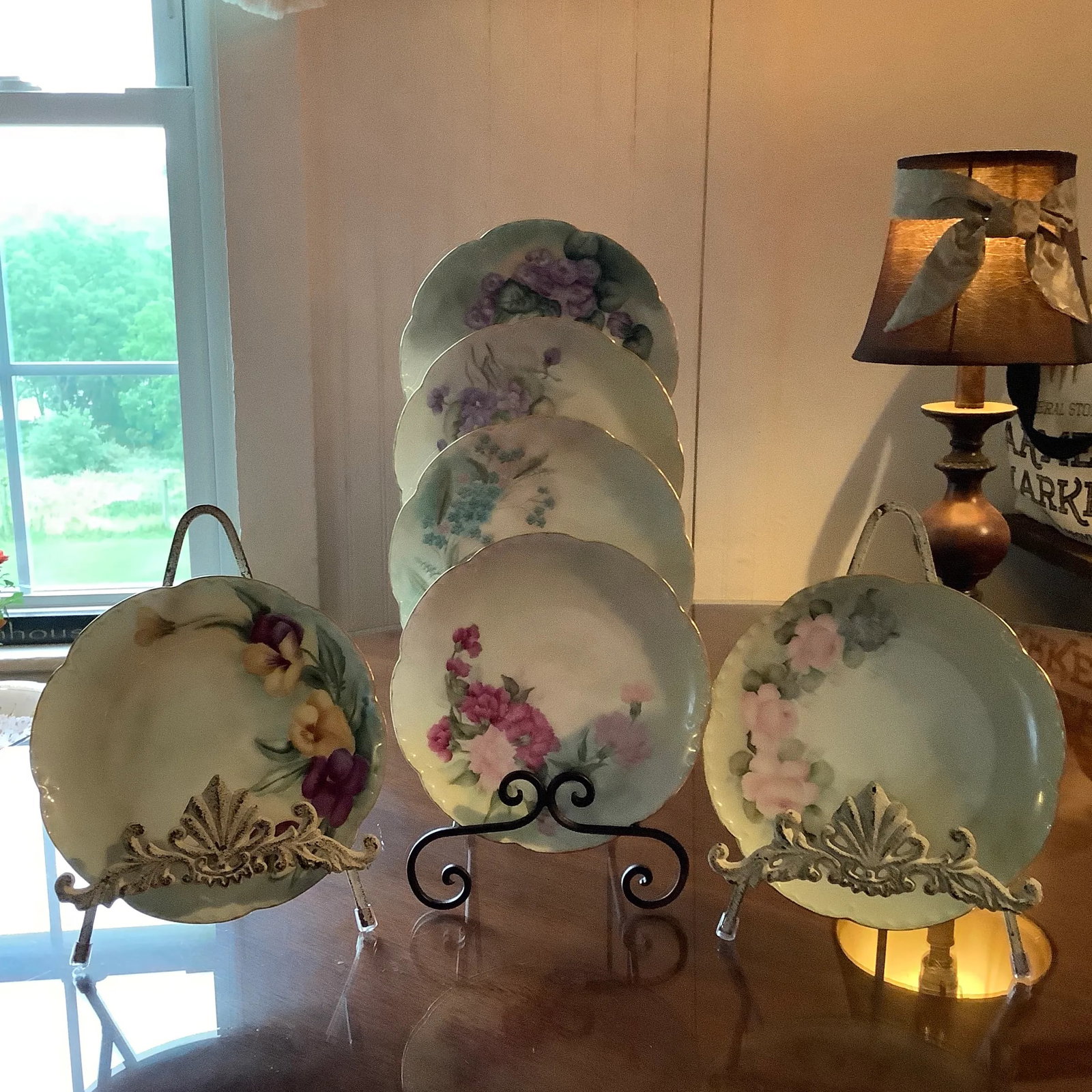 Antique Haviland Limoges Botanical Dessert Plates - Set of 6 \ Handpainted Signed - 4
