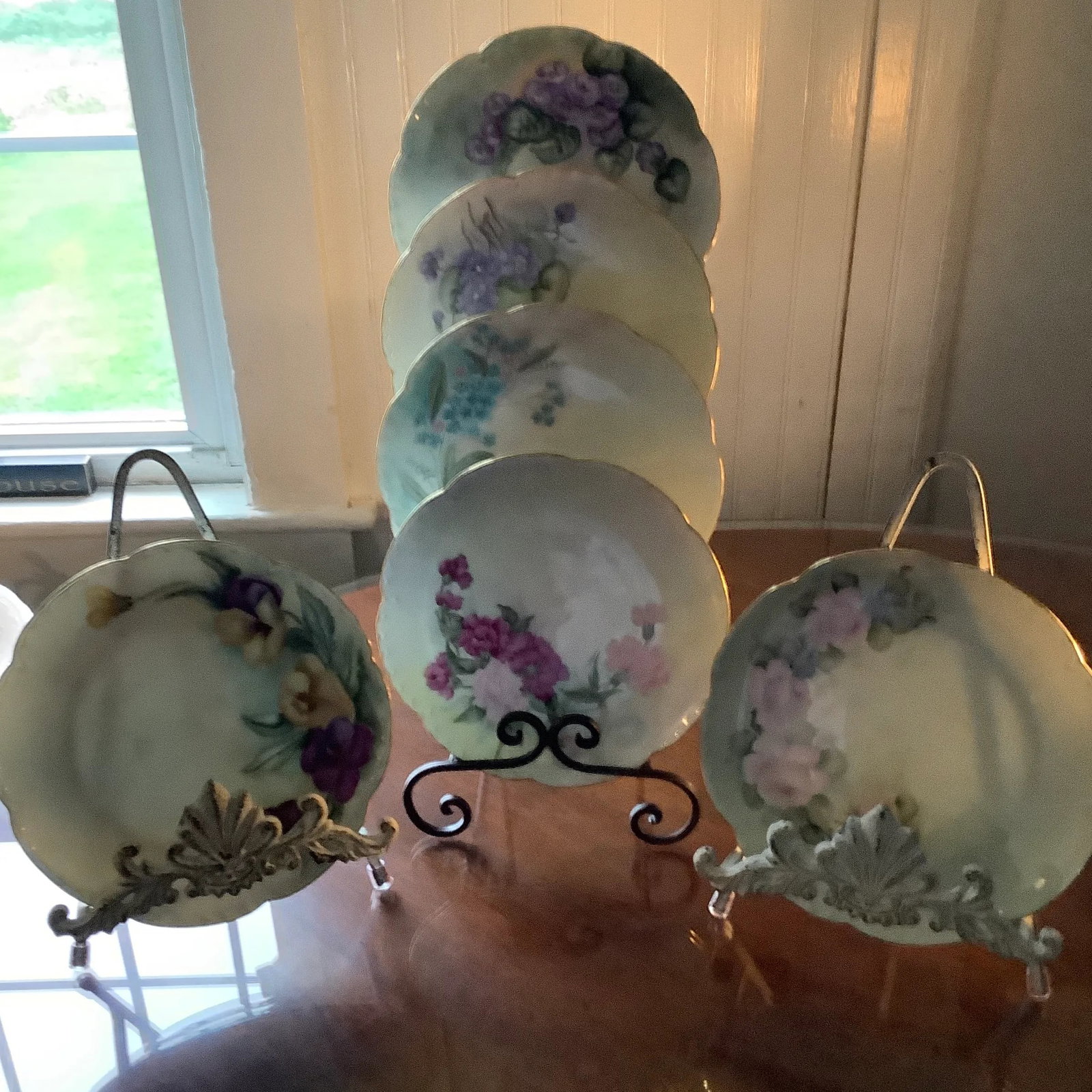 Antique Haviland Limoges Botanical Dessert Plates - Set of 6 \ Handpainted Signed - 5
