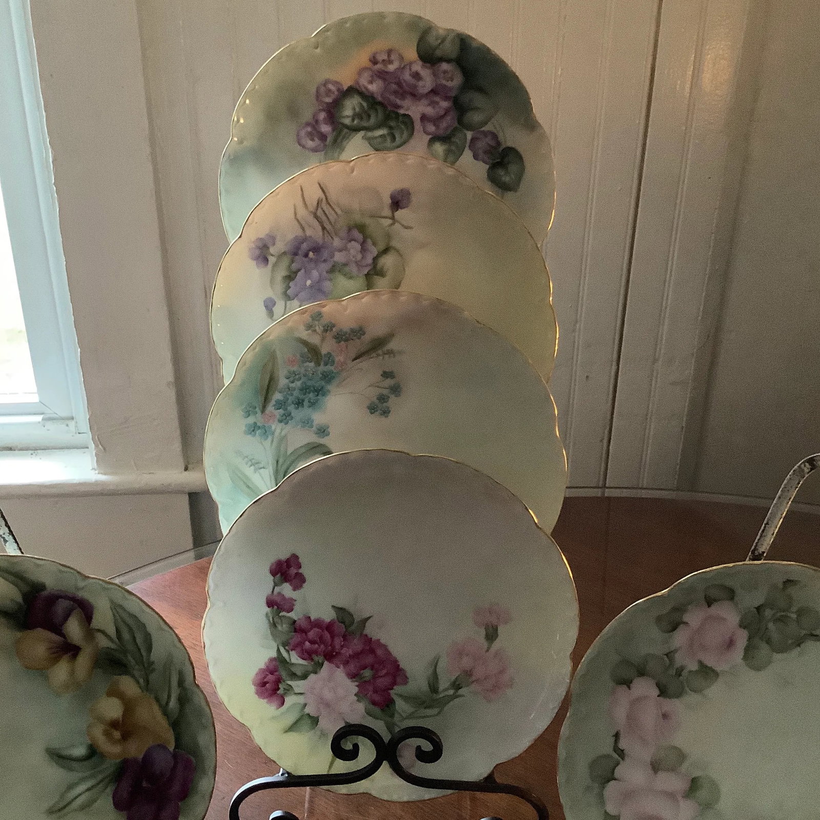 Antique Haviland Limoges Botanical Dessert Plates - Set of 6 \ Handpainted Signed - 6
