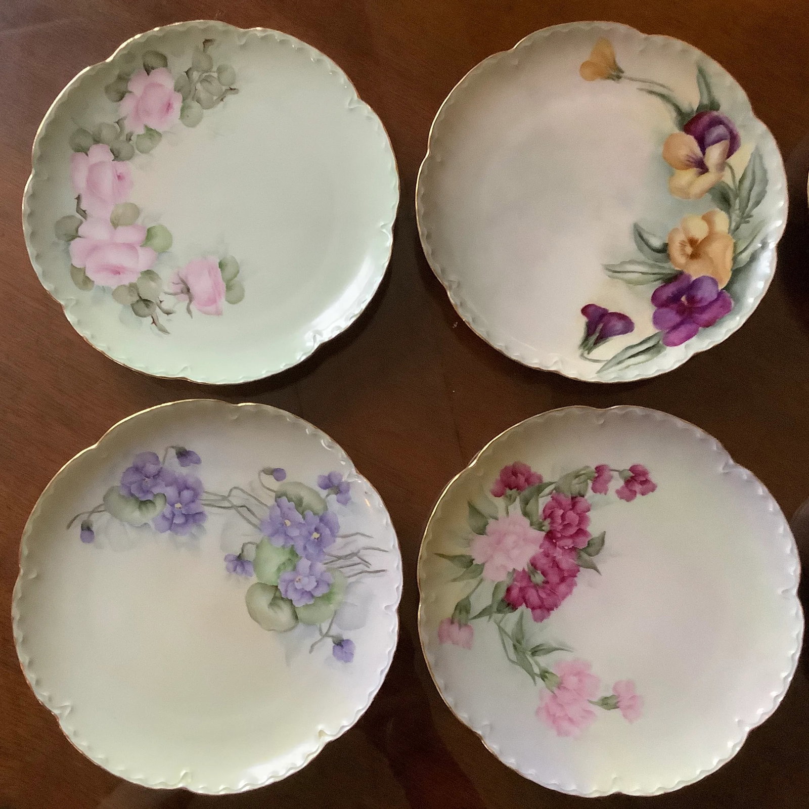 Antique Haviland Limoges Botanical Dessert Plates - Set of 6 \ Handpainted Signed - 8