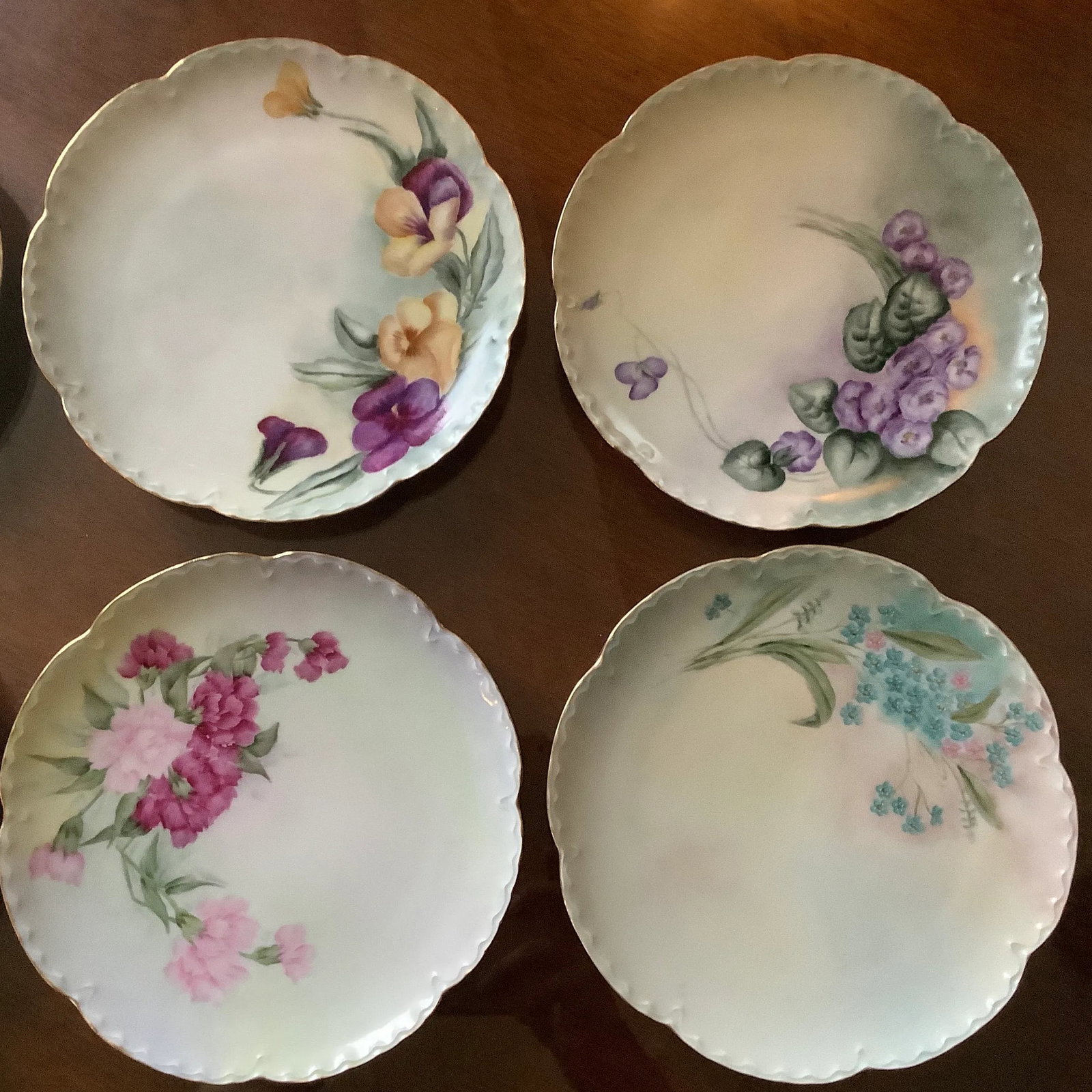 Antique Haviland Limoges Botanical Dessert Plates - Set of 6 \ Handpainted Signed - 9
