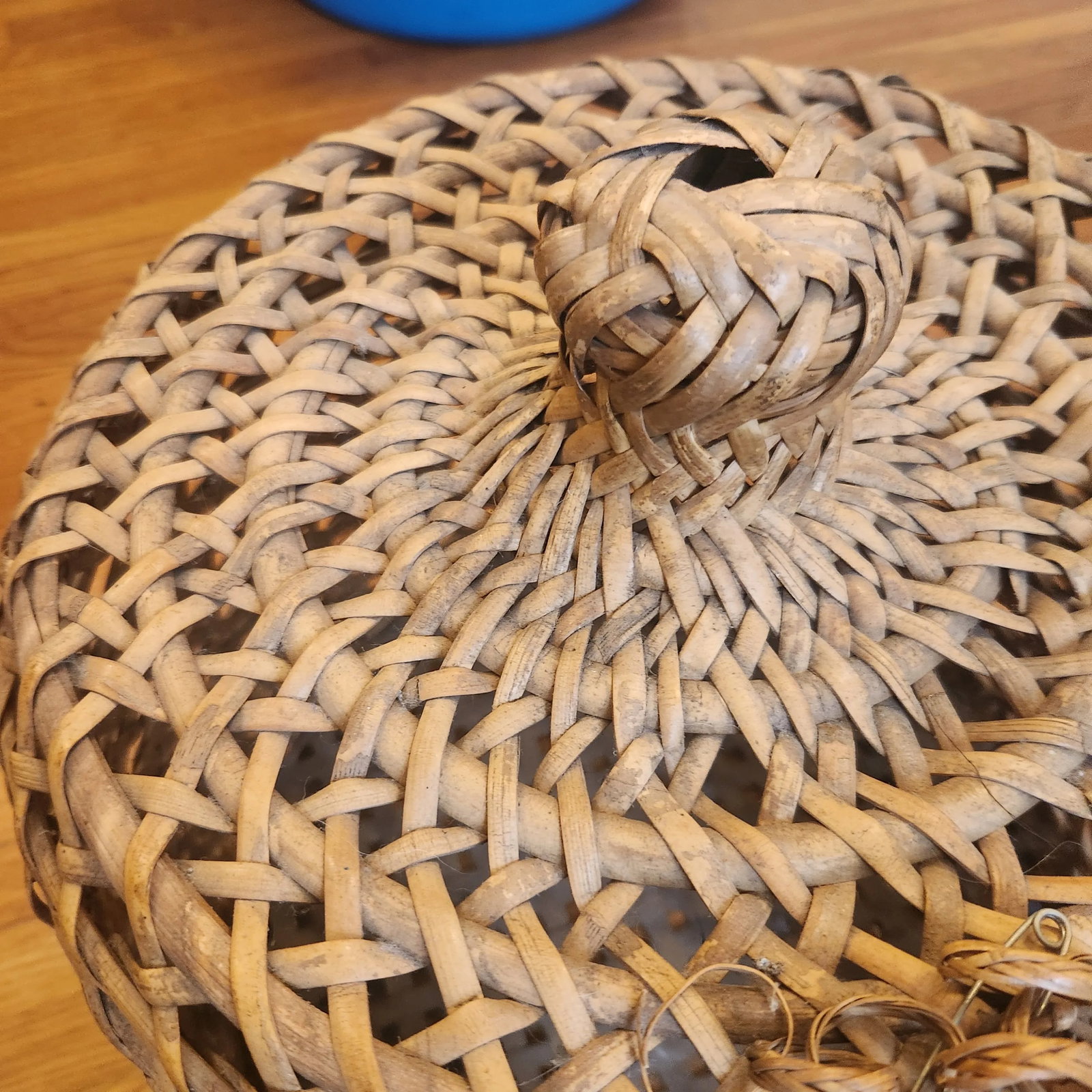 Vintage Hand Woven Cane Cat Basket - 3