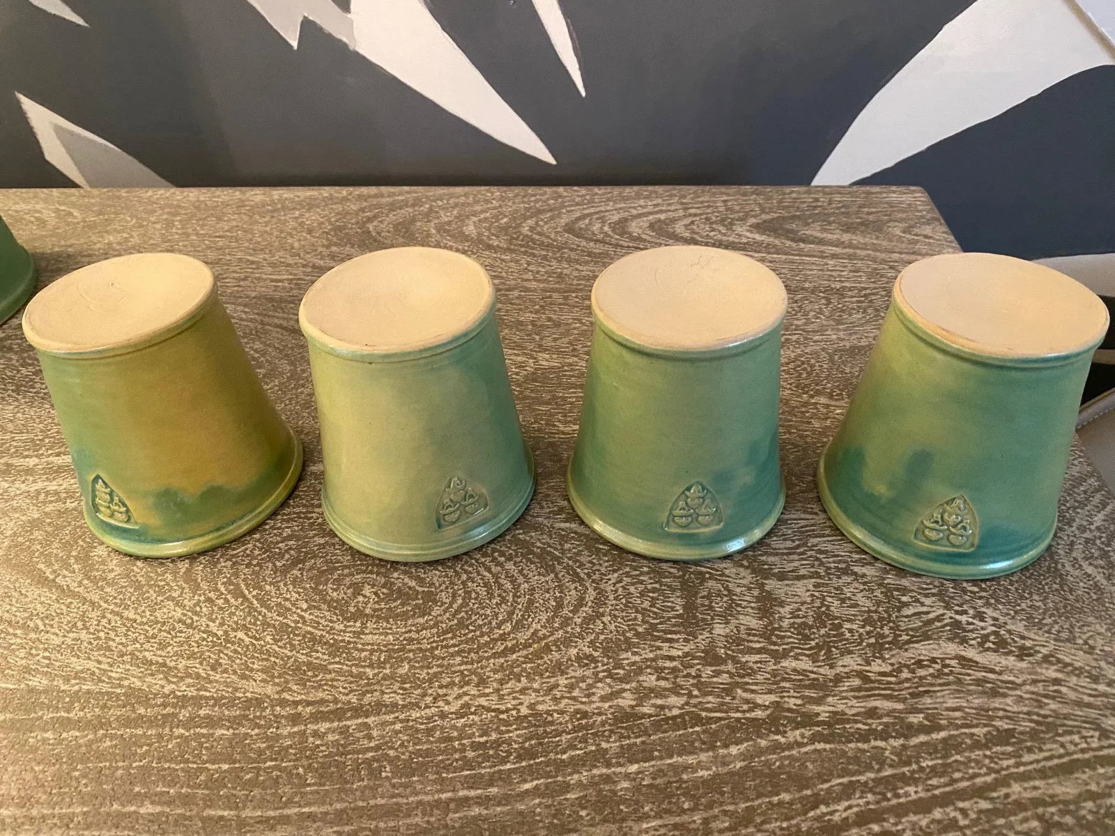 Arts and Crafts Ceramic Pitcher With Cups - 5 Piece Set - 7