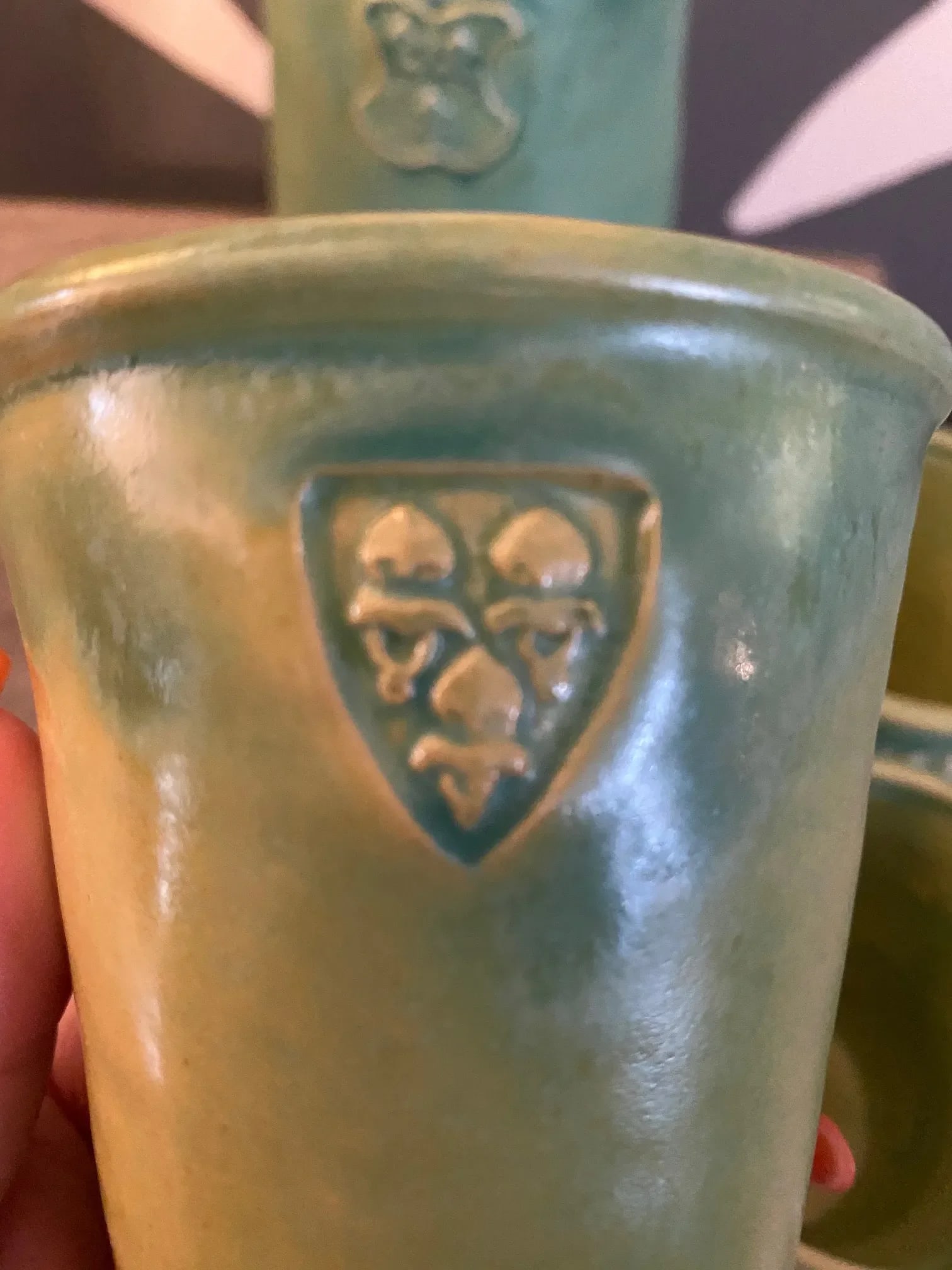 Arts and Crafts Ceramic Pitcher With Cups - 5 Piece Set - 8