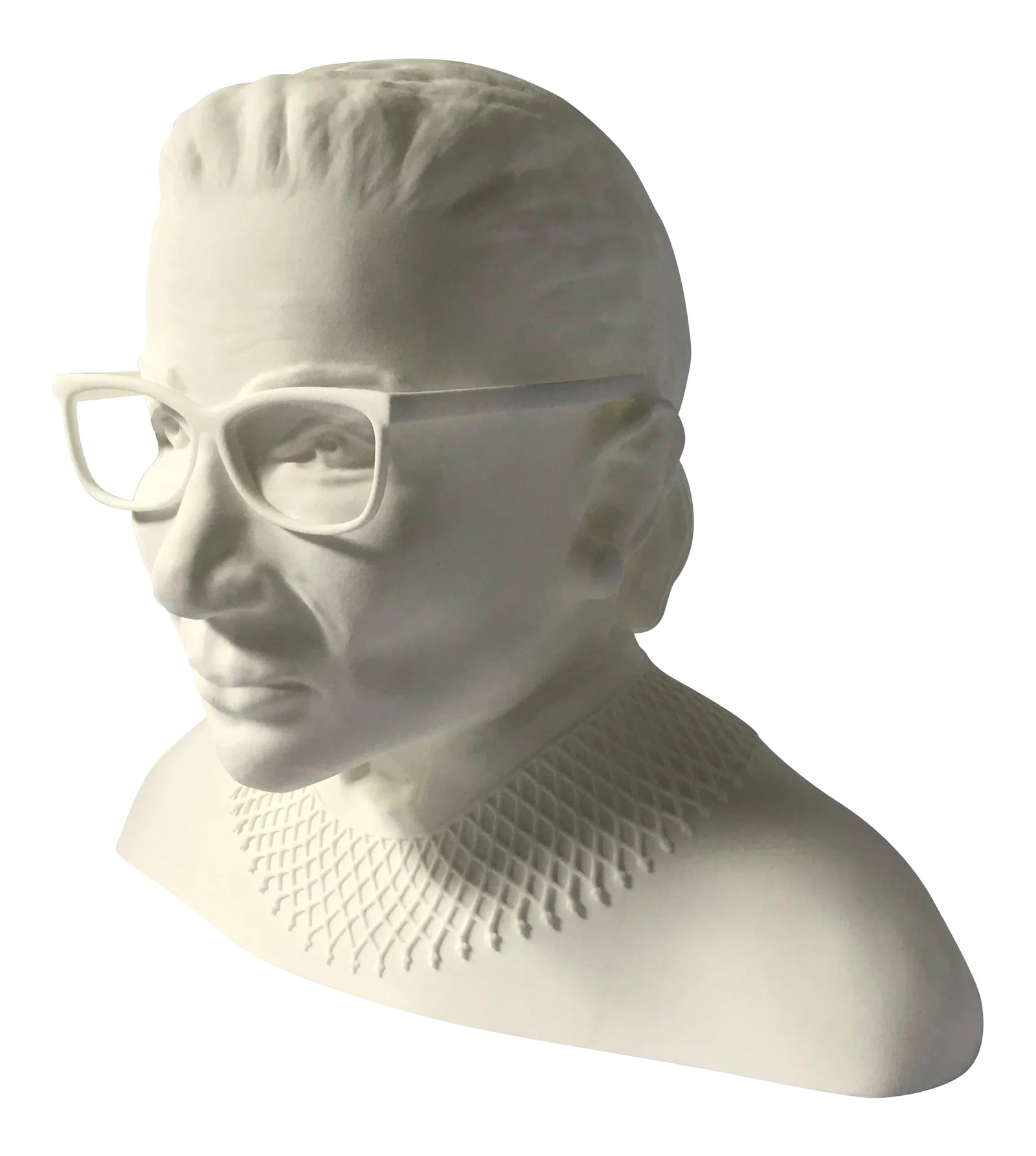Ruth Bader Ginsberg Bust: A one of a kind, larger-than-life bust of the Notorious RBG. This original art piece was created for an exhibit on amazing women but is now looking for a new home. Just like the real RBG herself, it