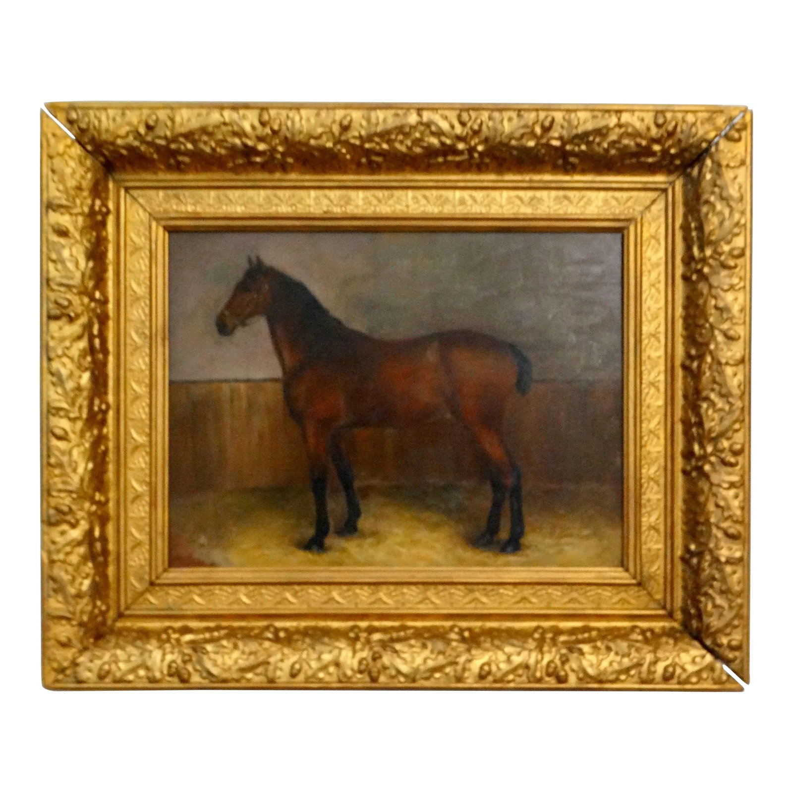 19th- Century Equestrian Portrait Chestnut Horse Oil Painting (1 of 9)