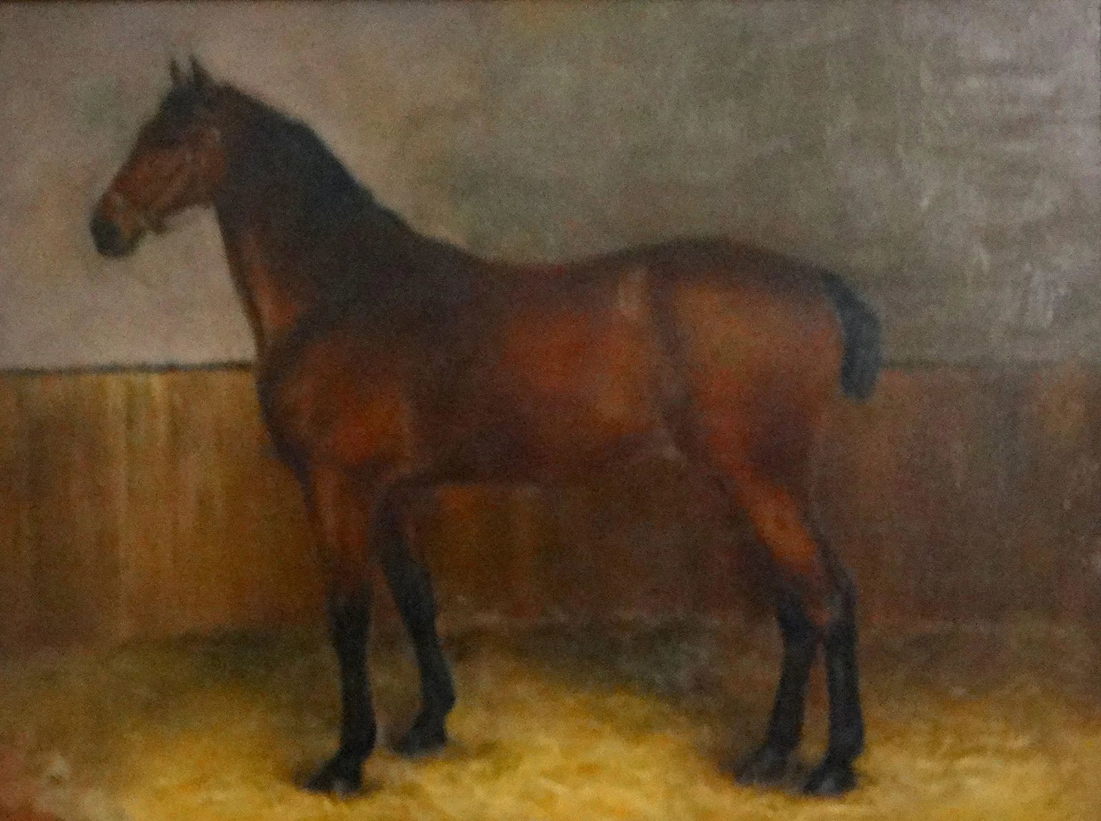 19th- Century Equestrian Portrait Chestnut Horse Oil Painting - 2