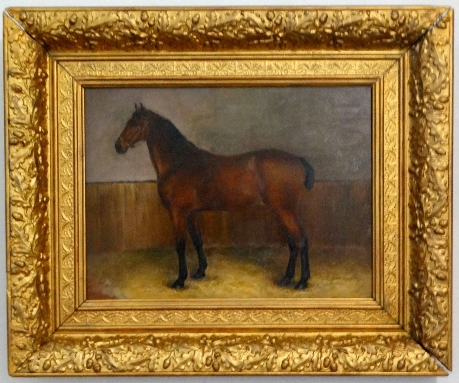19th- Century Equestrian Portrait Chestnut Horse Oil Painting - 4