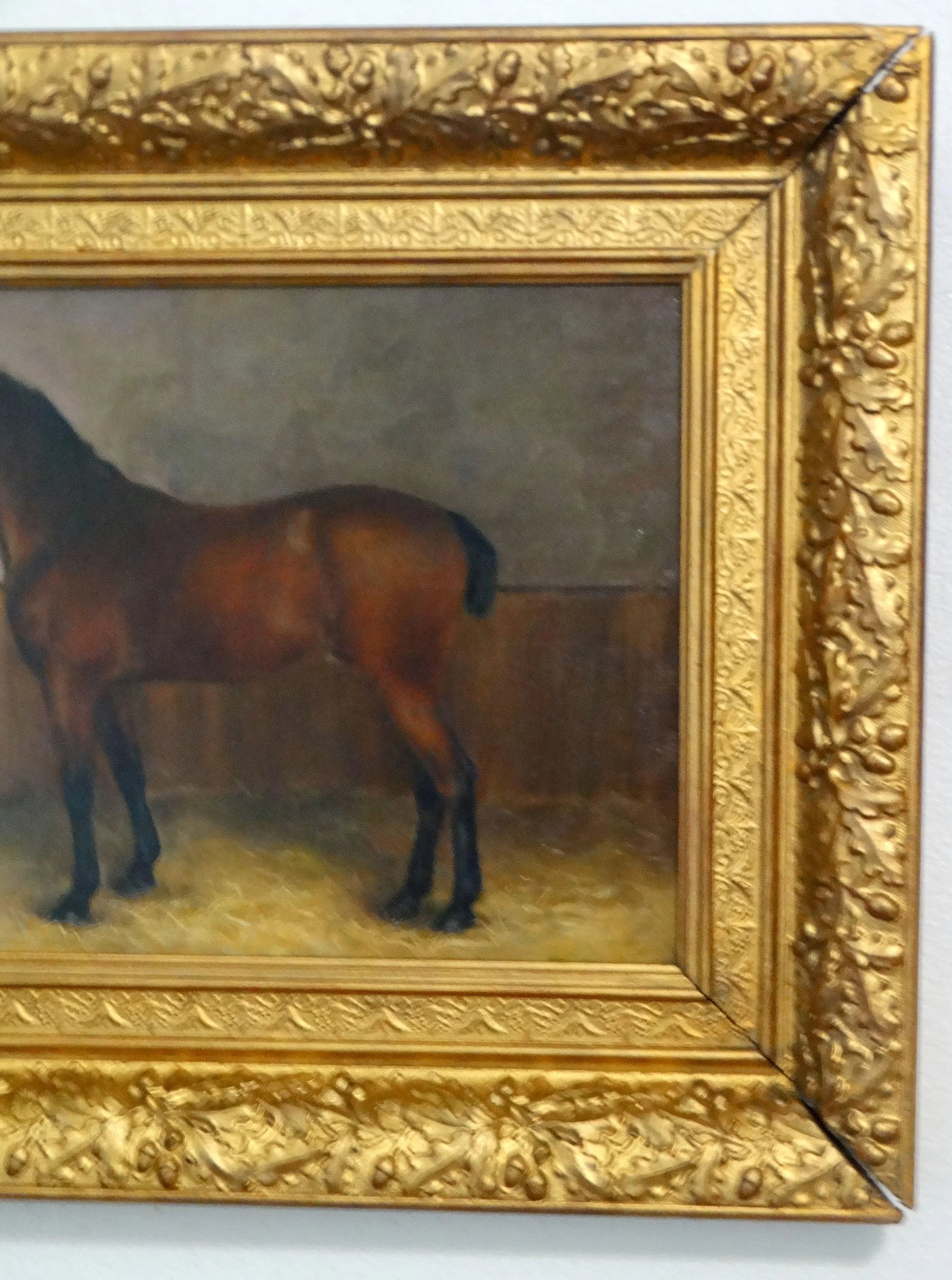 19th- Century Equestrian Portrait Chestnut Horse Oil Painting - 6