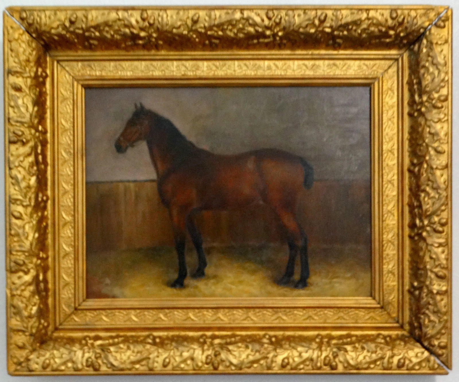 19th- Century Equestrian Portrait Chestnut Horse Oil Painting - 8