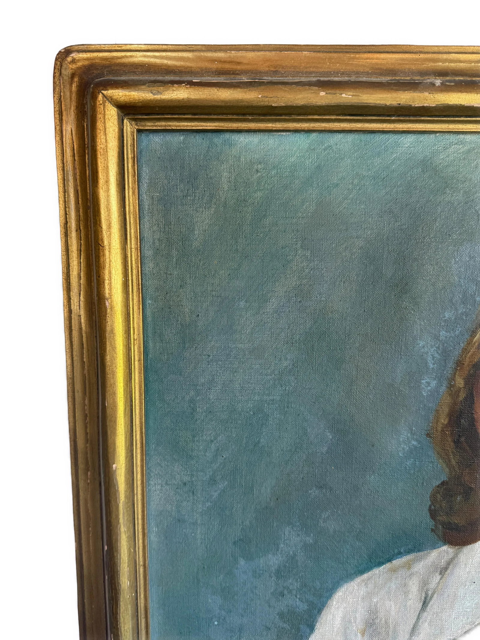 Large 1930s Margaret Brisbine Portrait Oil Painting of a Brunette Woman in a White Blouse, Framed - 7