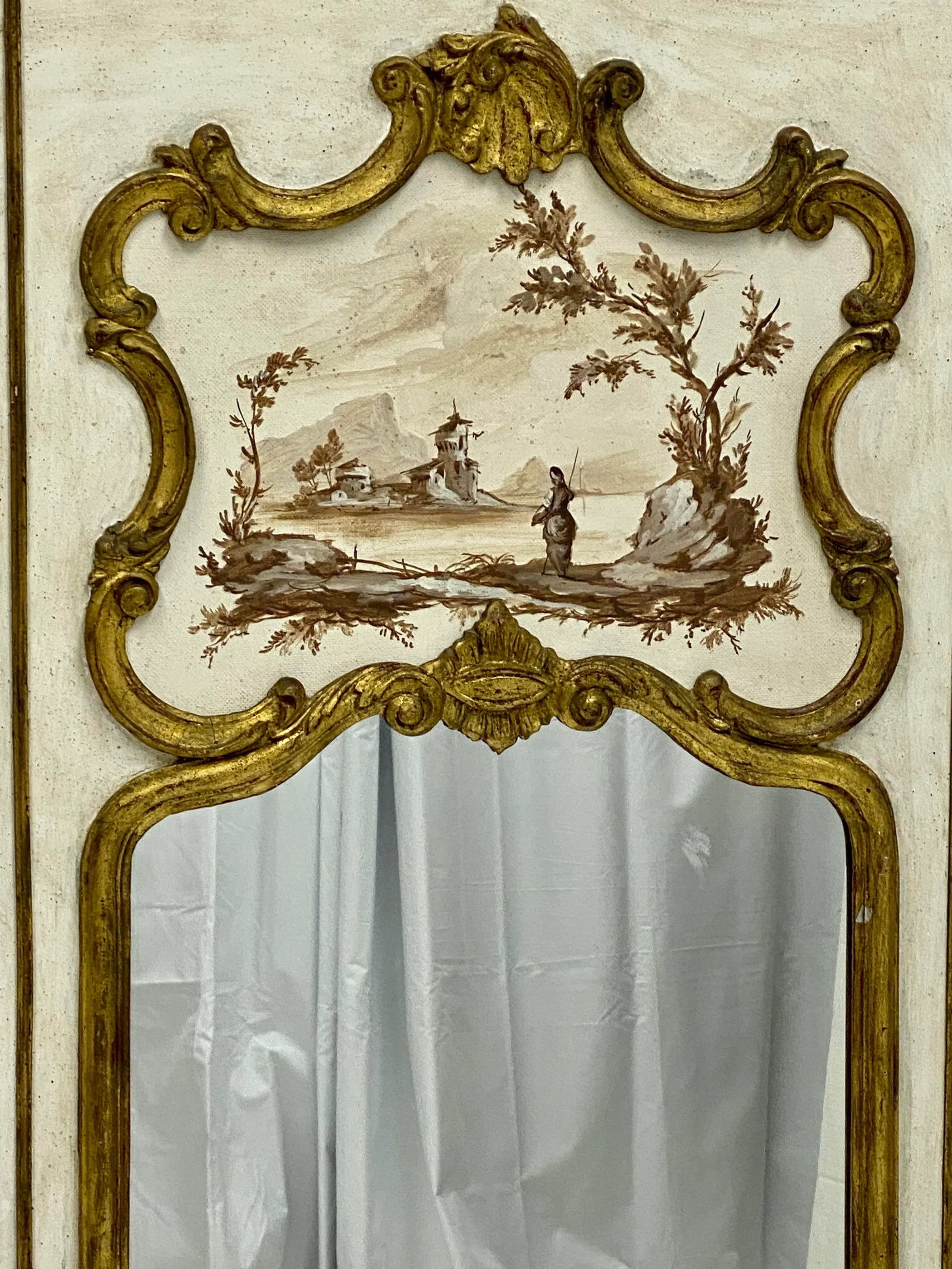 1960s Italian Giltwood Trumeau Mirror by P.DeLuca - 6