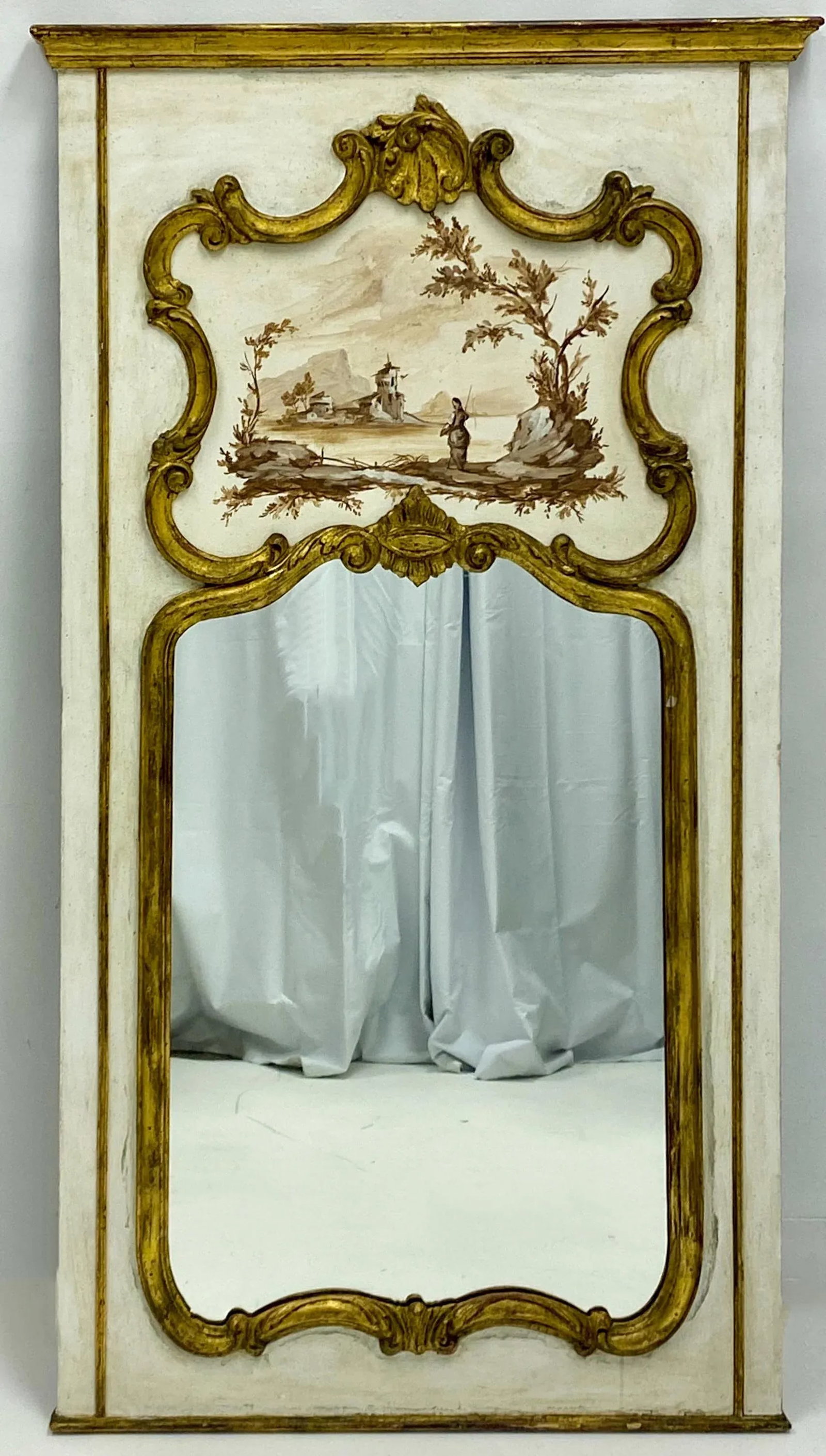 1960s Italian Giltwood Trumeau Mirror by P.DeLuca - 7