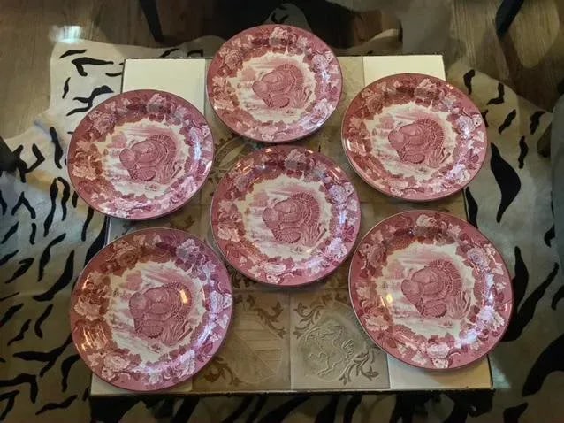 Wood's Burslem England Turkey Plates - Set of 6 - 6