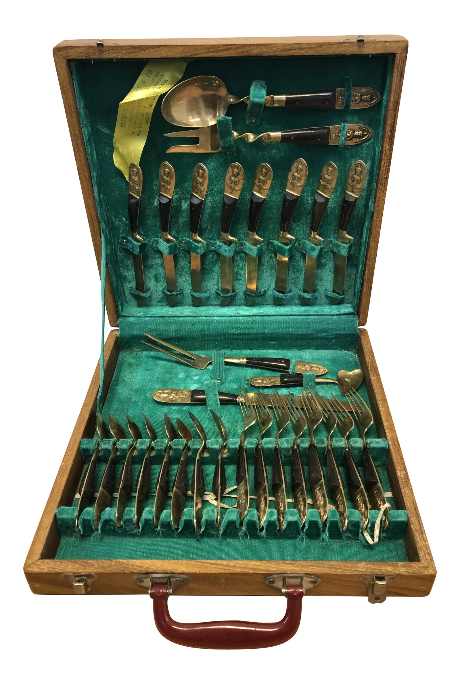 Vintage 1950s Siam Buddha Bronze Brass Flatware - 29 Piece Set: Amazing 1950's Vintage Siam Buddha Bronze Brass Flatware Condition: Alterations: Original Condition Unaltered Imperfections: Some Imperfections Condition Notes: This set is in great vintage condition