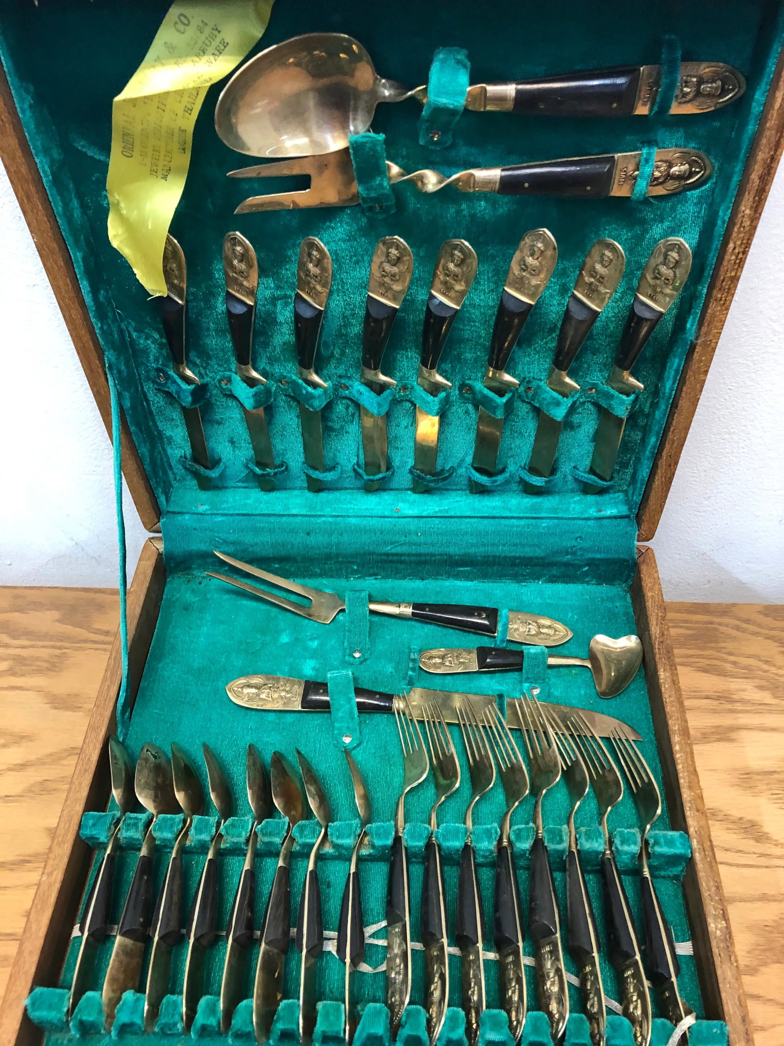 Vintage 1950s Siam Buddha Bronze Brass Flatware - 29 Piece Set - 2