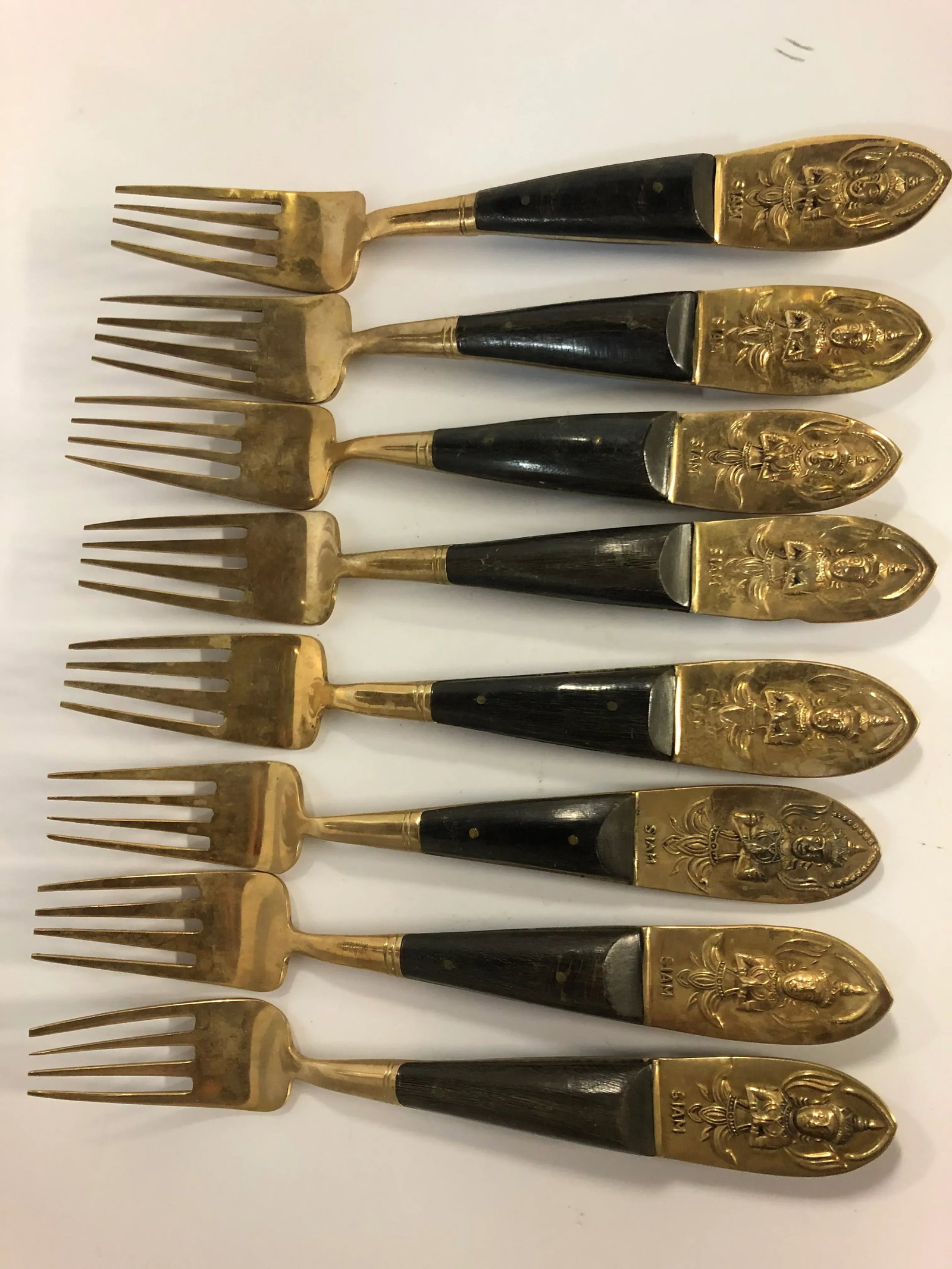 Vintage 1950s Siam Buddha Bronze Brass Flatware - 29 Piece Set - 6