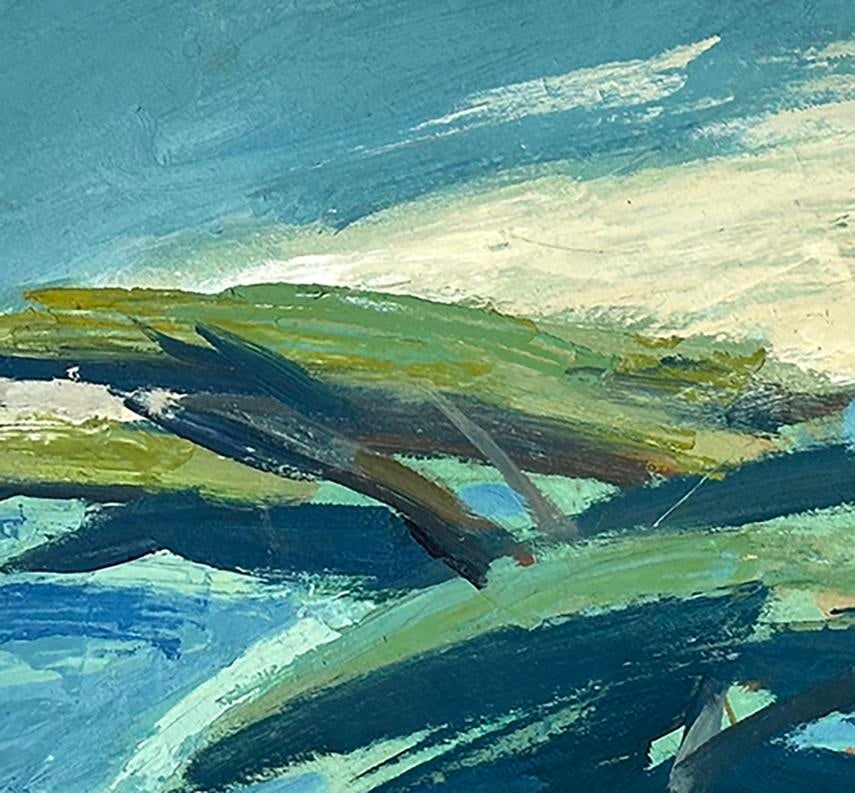 1940s Mid-Century Vintage European Abstract Expressionism Coastal Landscape Painting, Signed by Fren - 3