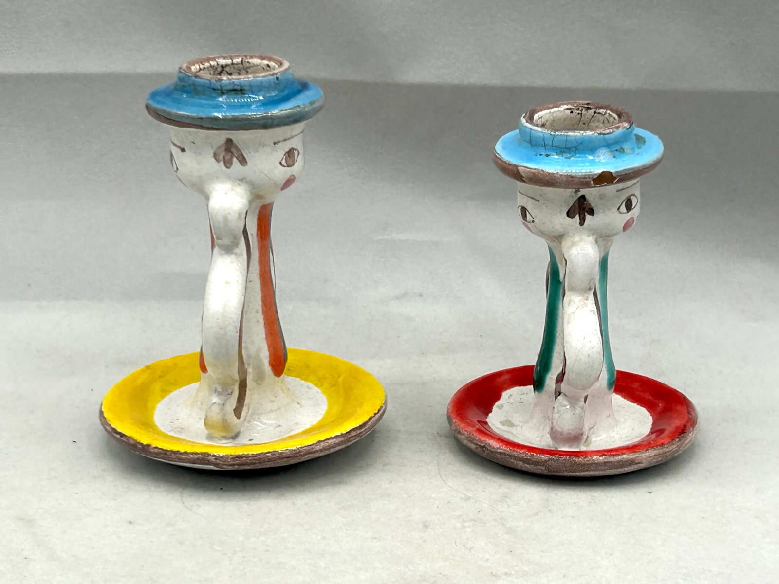 Pair of Vintage Giovanni DeSimone Ceramic Candlestick Holders, Italy - 3
