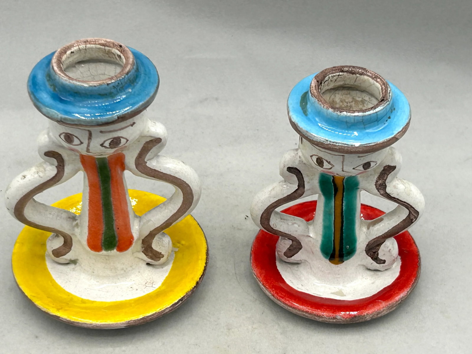Pair of Vintage Giovanni DeSimone Ceramic Candlestick Holders, Italy - 4