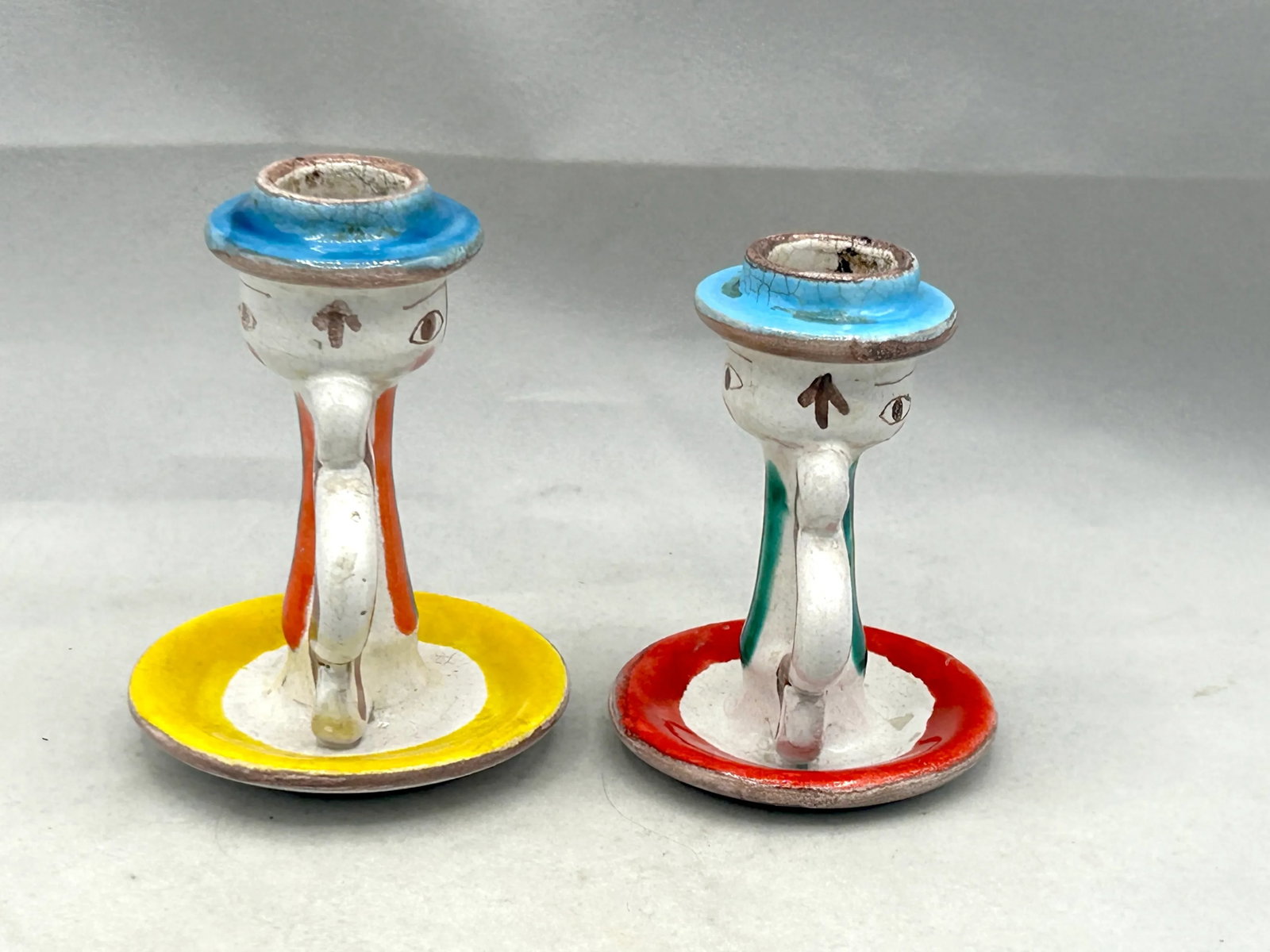 Pair of Vintage Giovanni DeSimone Ceramic Candlestick Holders, Italy - 5
