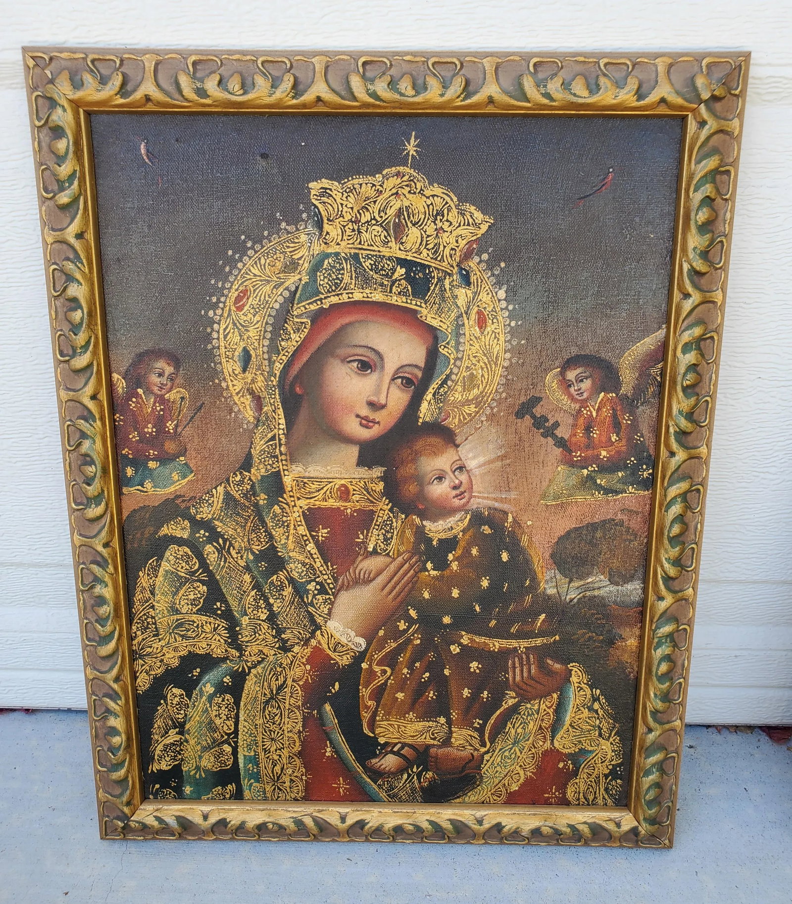 1980s Pair Framed Giclee Prints Our Lady of Perpetual Help & Archangel Barachiel Icons - 4