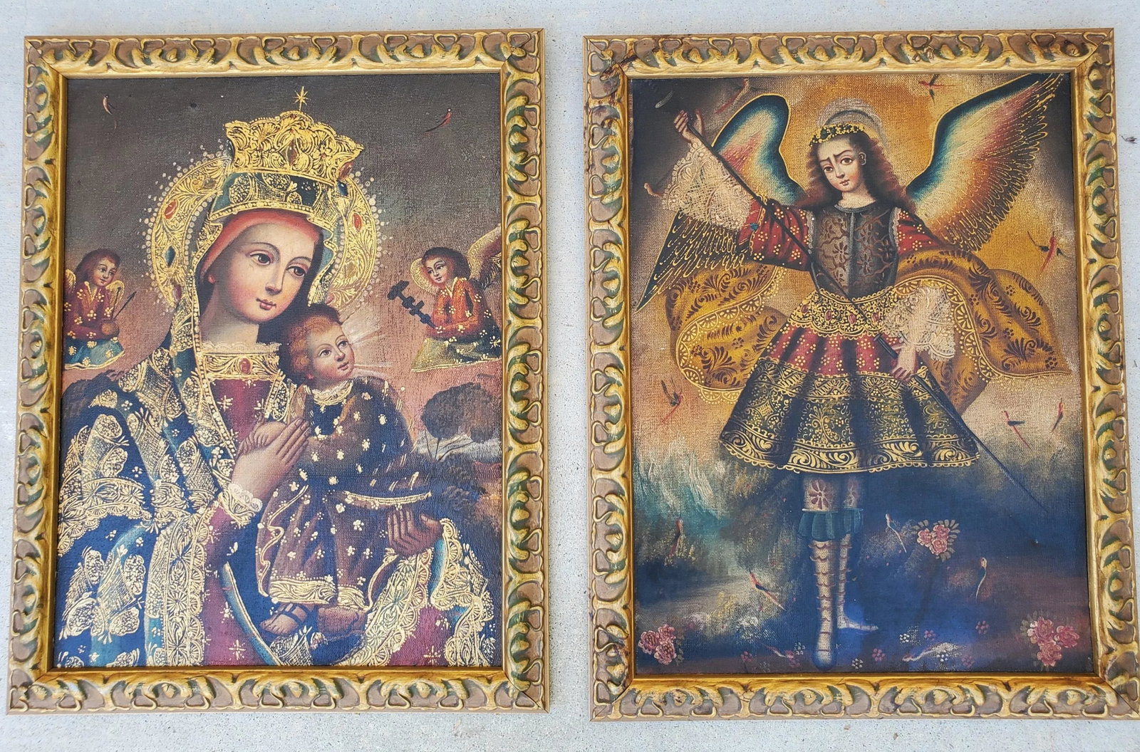 1980s Pair Framed Giclee Prints Our Lady of Perpetual Help & Archangel Barachiel Icons - 6