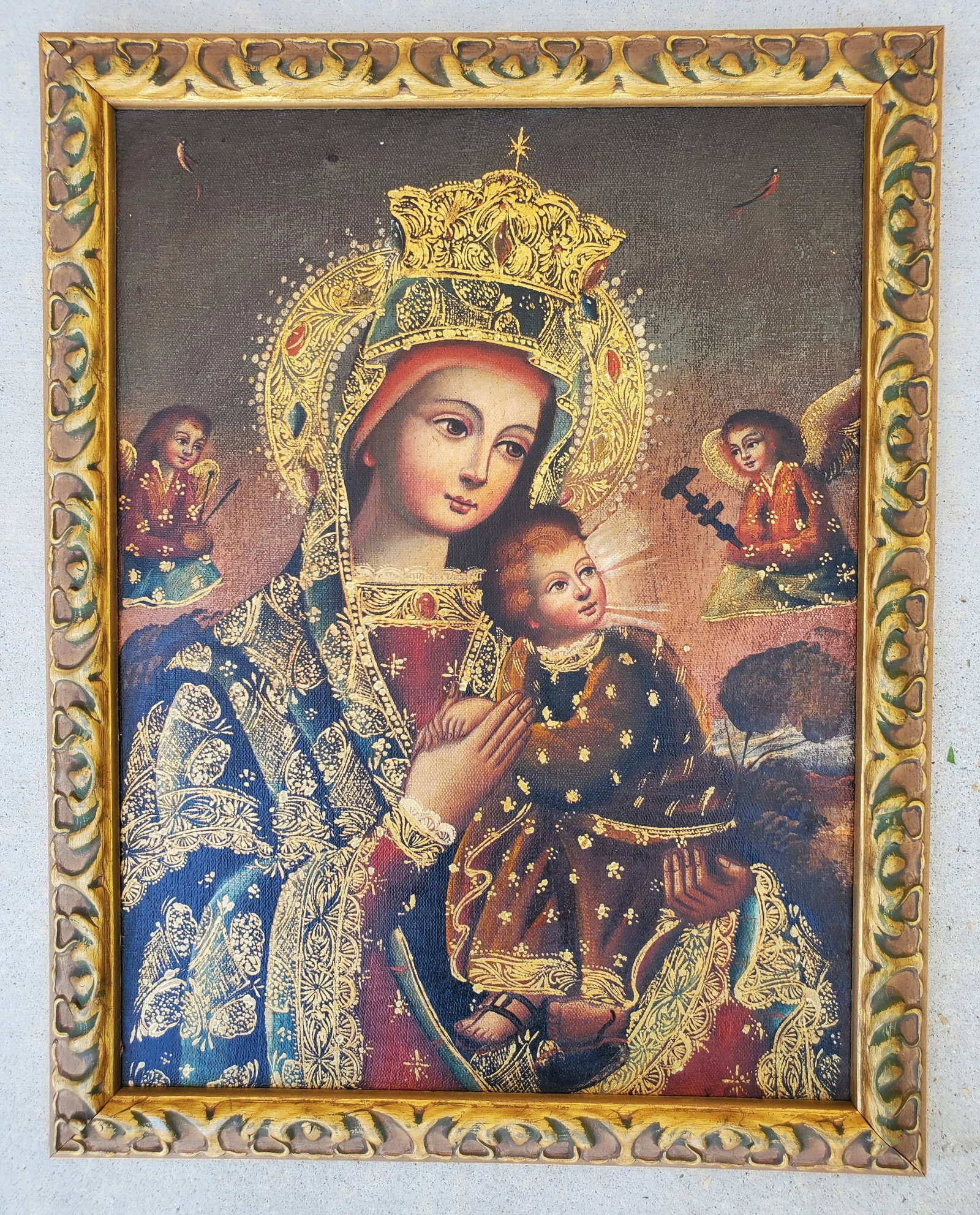 1980s Pair Framed Giclee Prints Our Lady of Perpetual Help & Archangel Barachiel Icons - 8