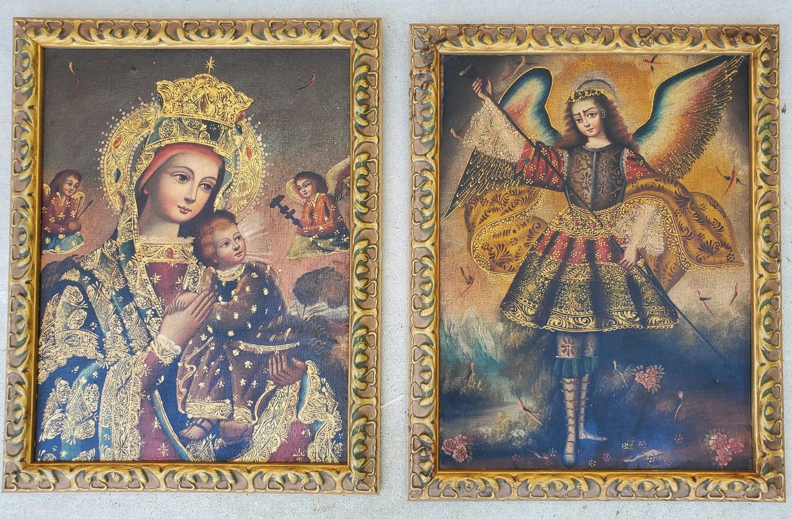 1980s Pair Framed Giclee Prints Our Lady of Perpetual Help & Archangel Barachiel Icons - 9